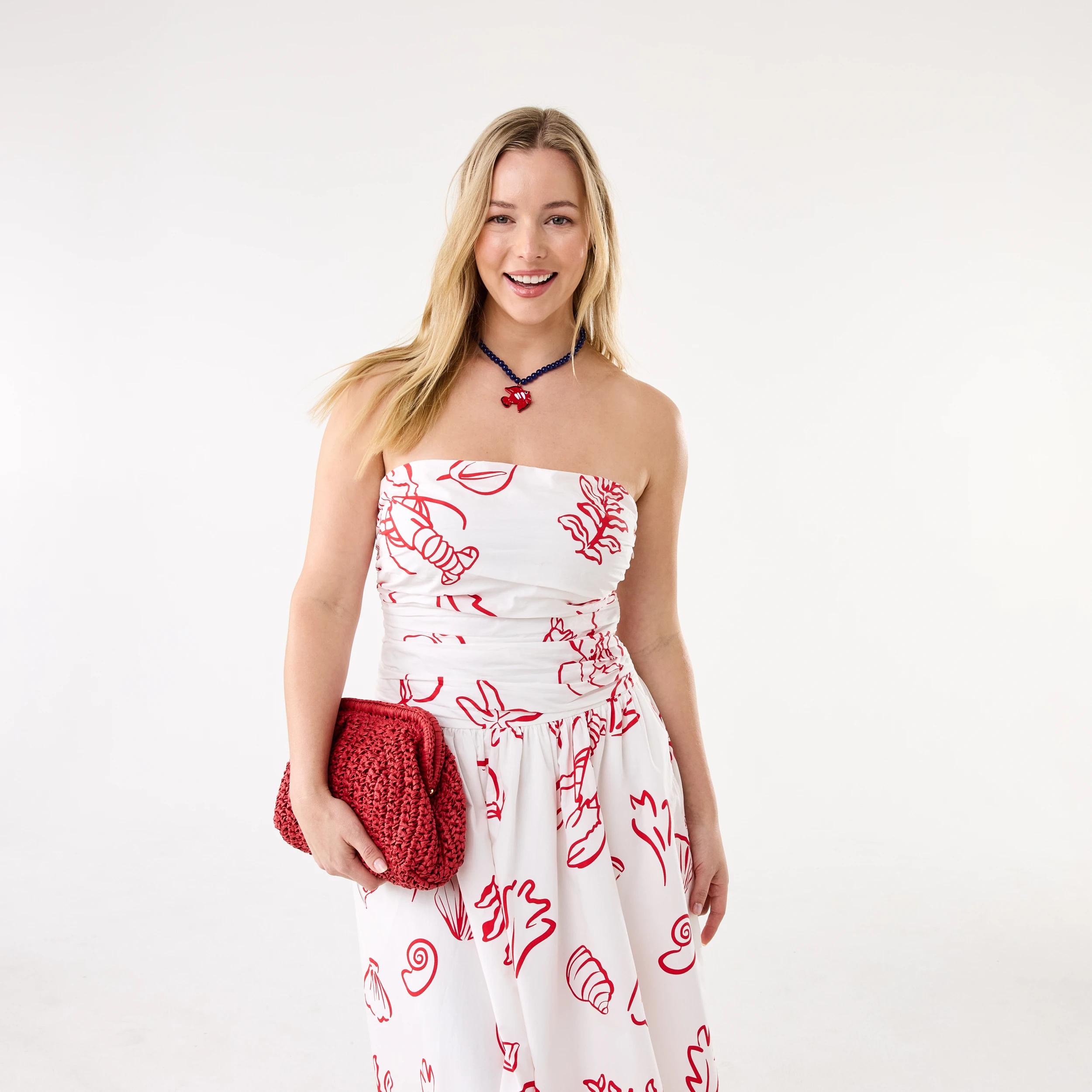 8 Strapless Ruched Midi Dress Red Vacay, 8 of 9