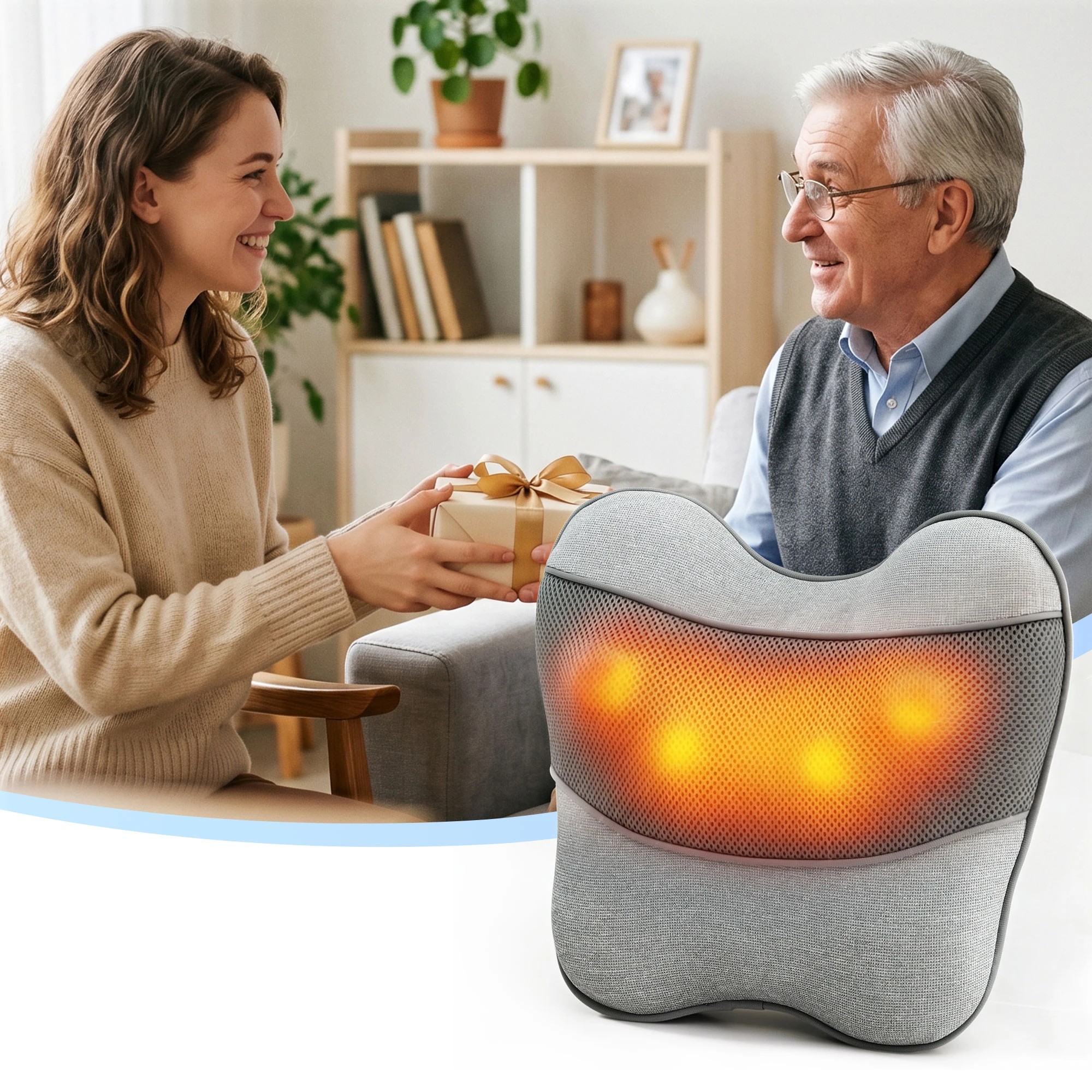 7 Livemor USB Back Massager with Heat, Neck & Shoulder Massage Pillow for Pain Relief - Grey, 7 of 7