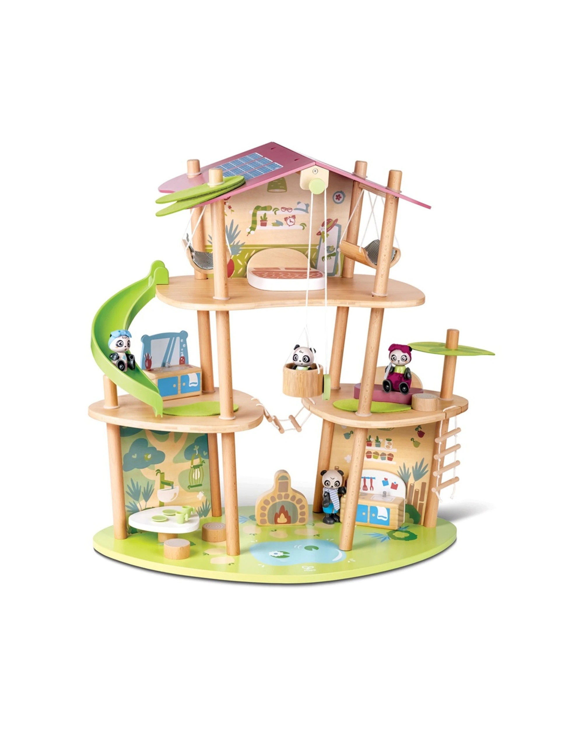 1 Hape Pandas’ Bamboo House Wooden Toy Dollhouse With Accessories - Multi, 1 of 4