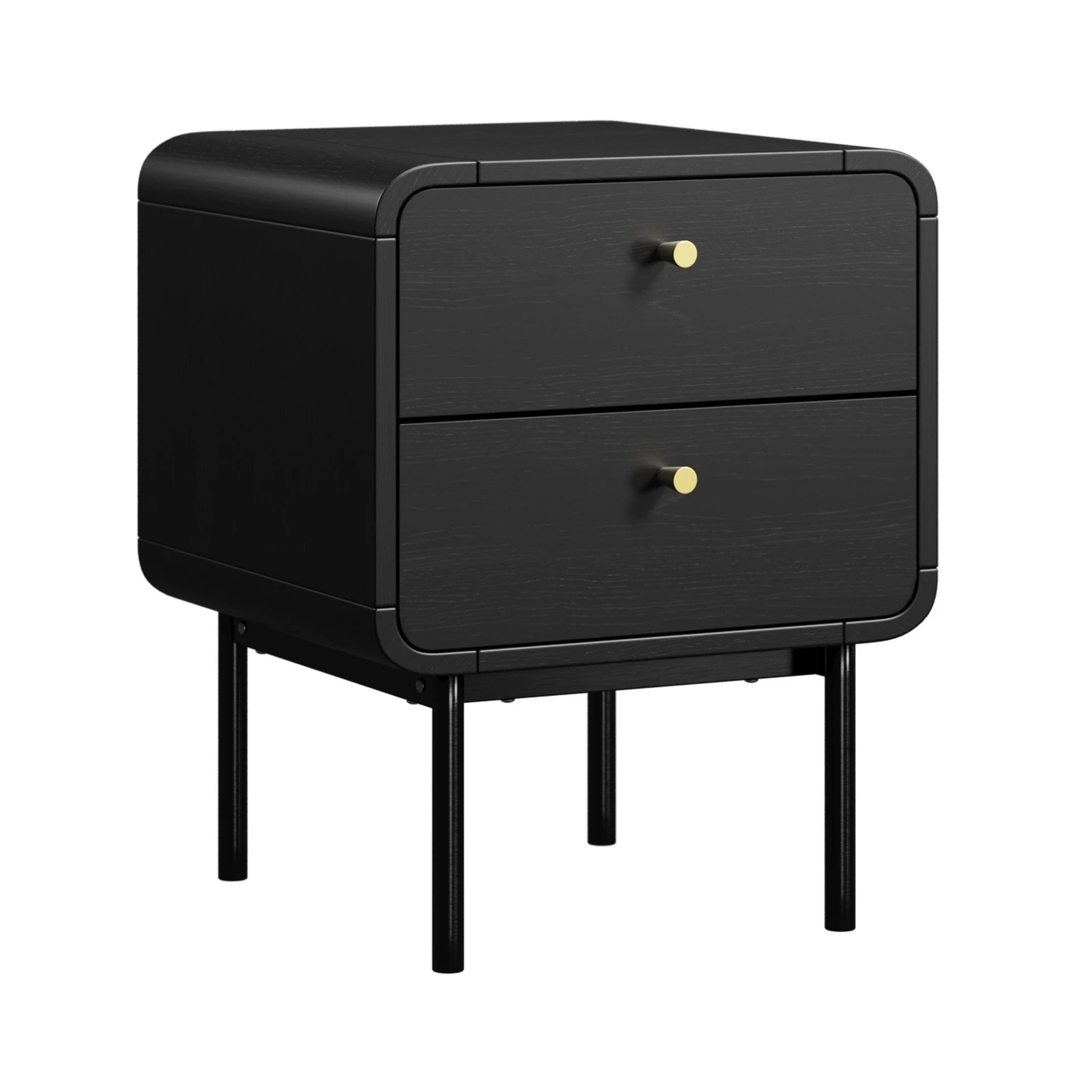 4 Oikiture 2x Bedside Table 2 Drawers Side Table Bedroom Nightstand Metal - Black, 4 of 7