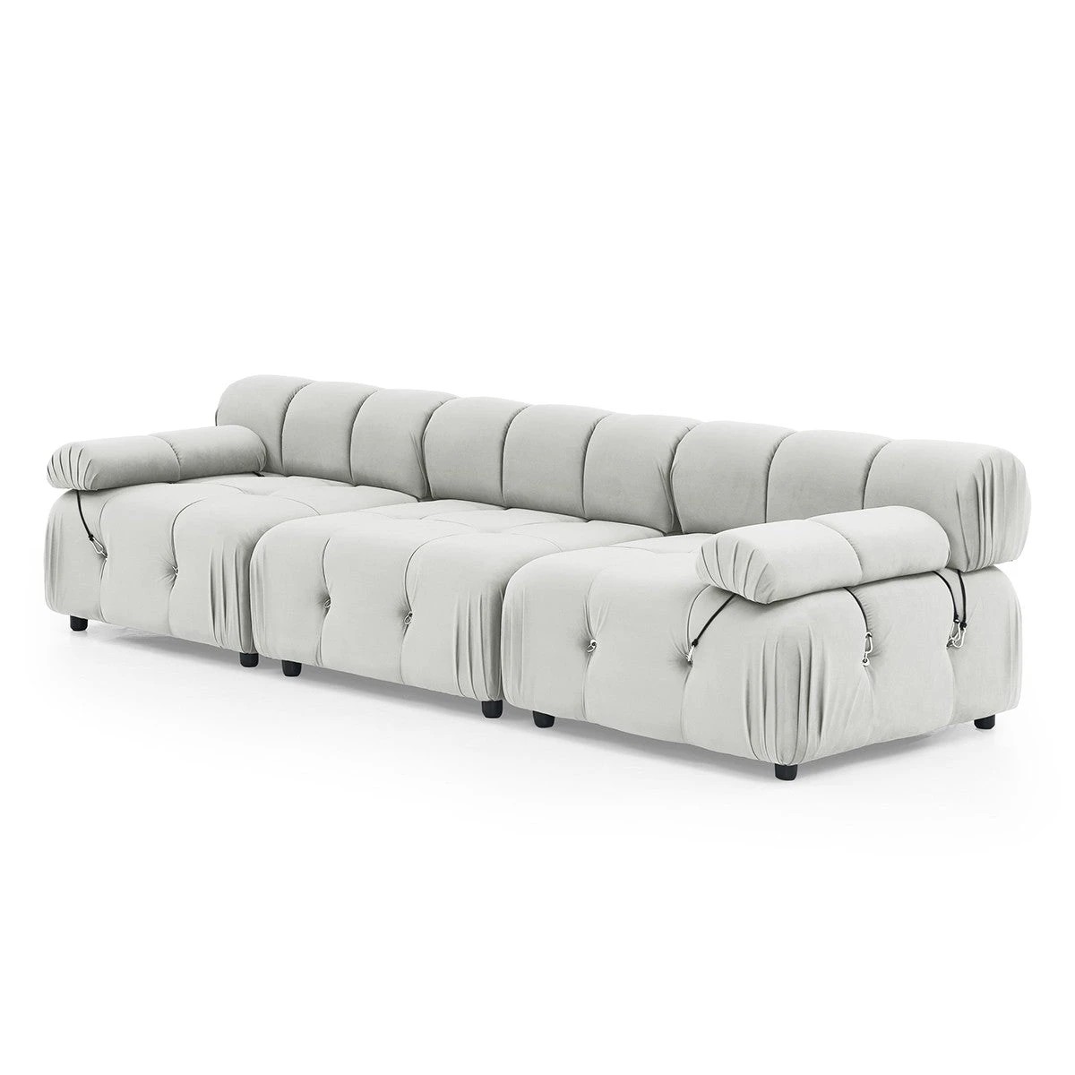 2 Foret 3 Seater Sofa Modular Arm Seat Tufted Velvet Lounge Couch Chaise Beige, 2 of 9