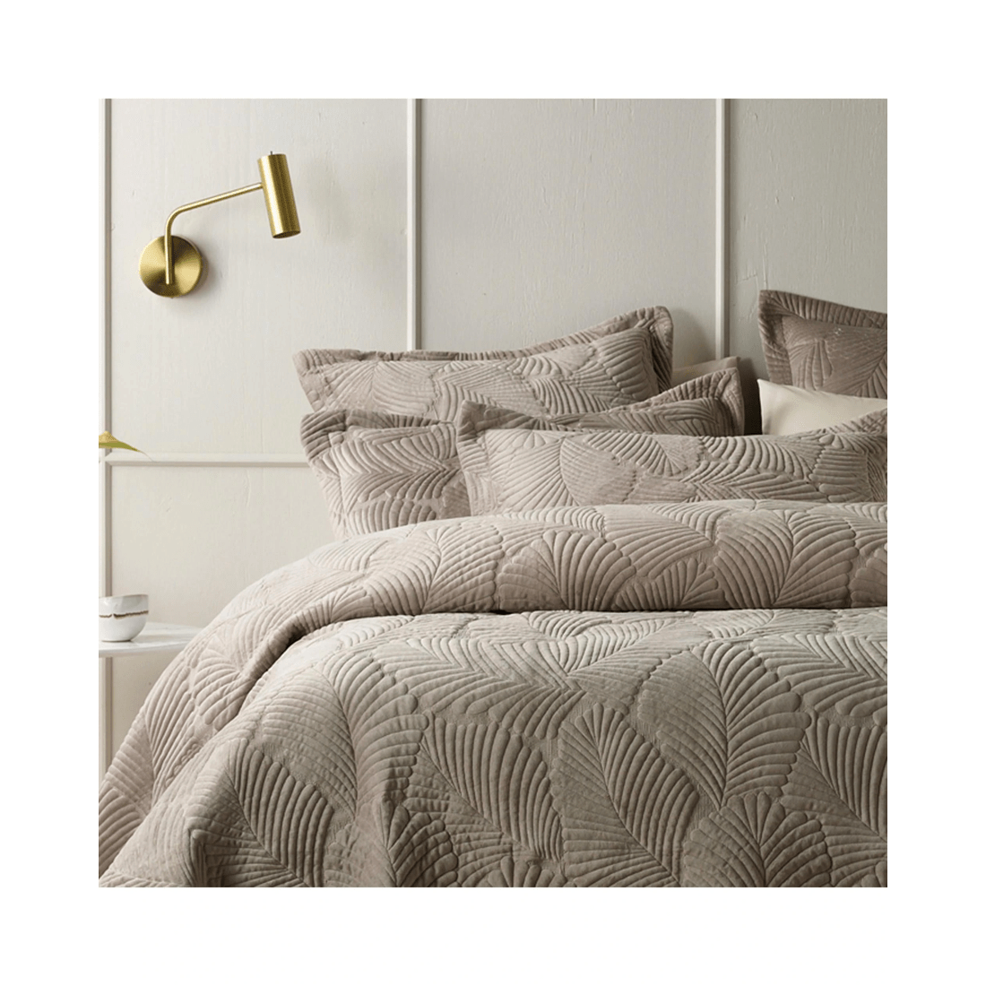 2 Bianca Bedding Kairo Quilted Velvet Coverlet Set — King (Taupe/Brown)
 - King Bed
 - brown, 2 of 4