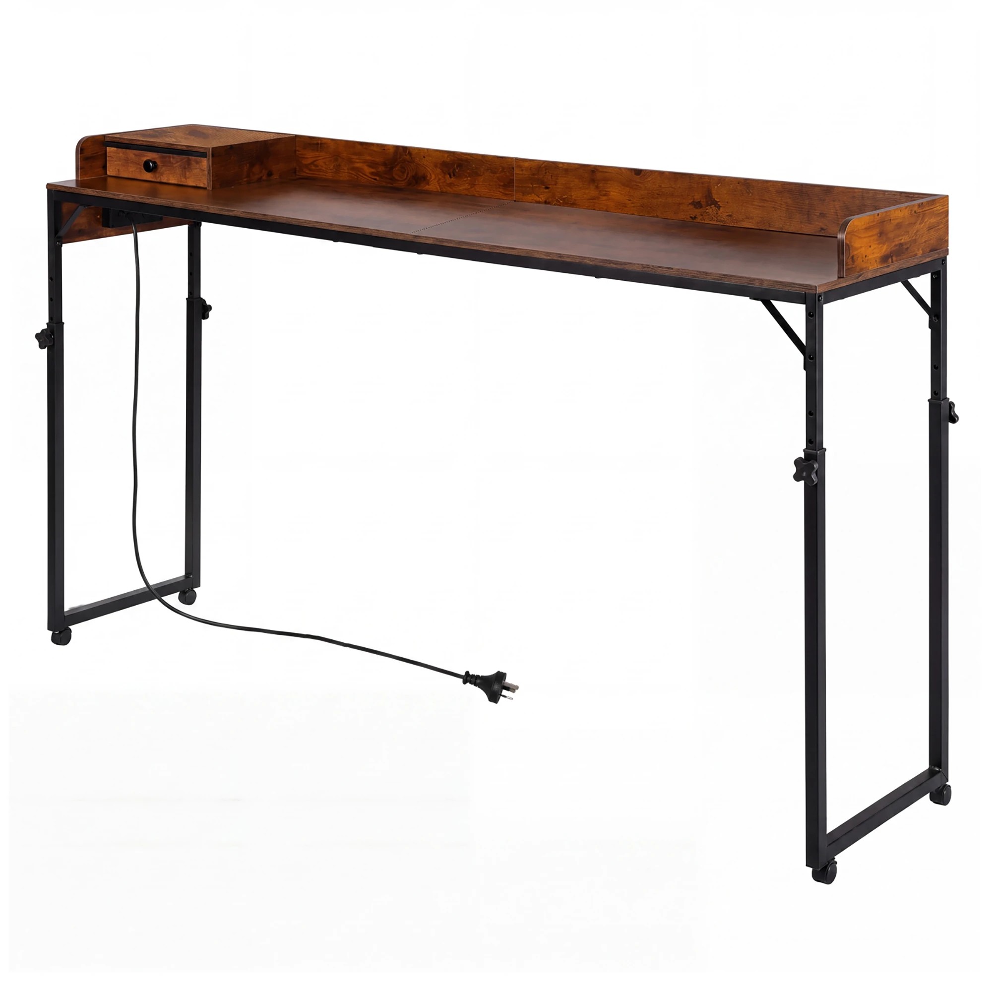 Levede Overbed Table 180cm 84-109cm Mobile with Charging Station ...