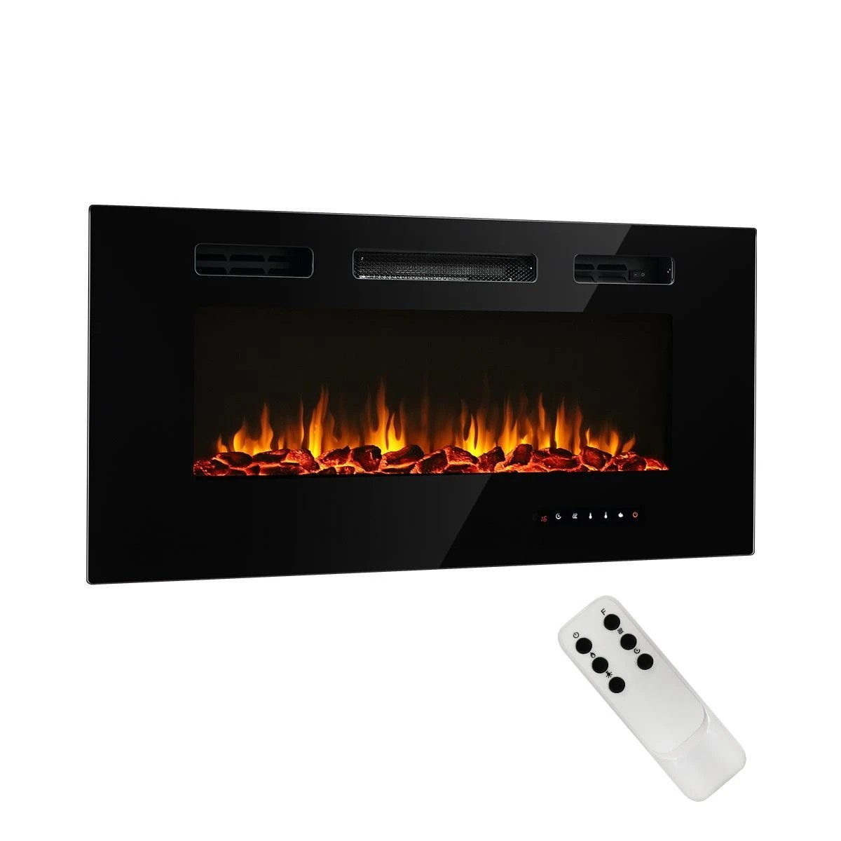 1 Maxkon 40 Inch Wall Recessed Mounted Electric Fireplace Heater 900/1800W w/5 Flame Settings, 1 of 4