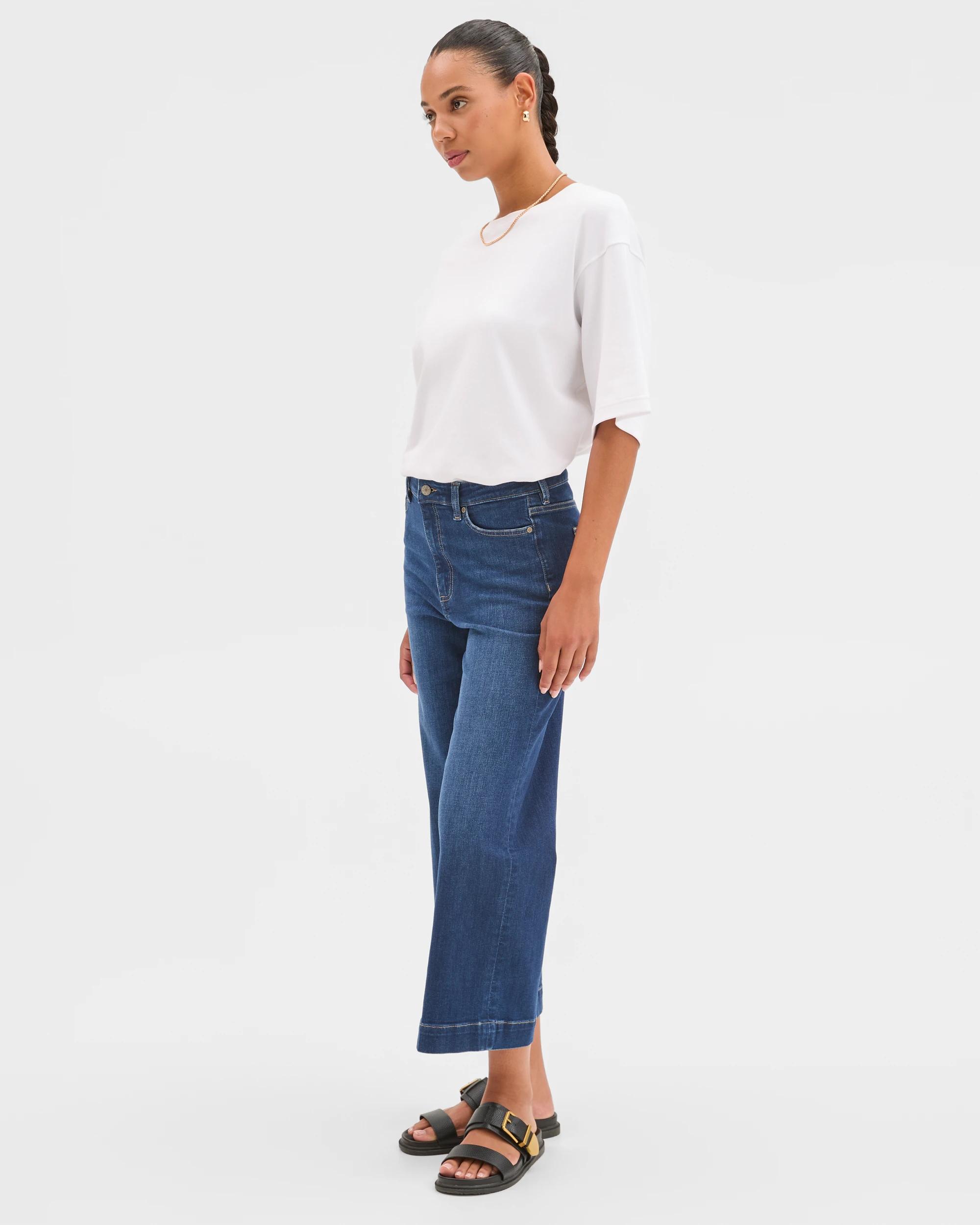 4 Target Kelsey Crop Length Wide Leg Denim Jeans SAPHIRE WASH, 4 of 6