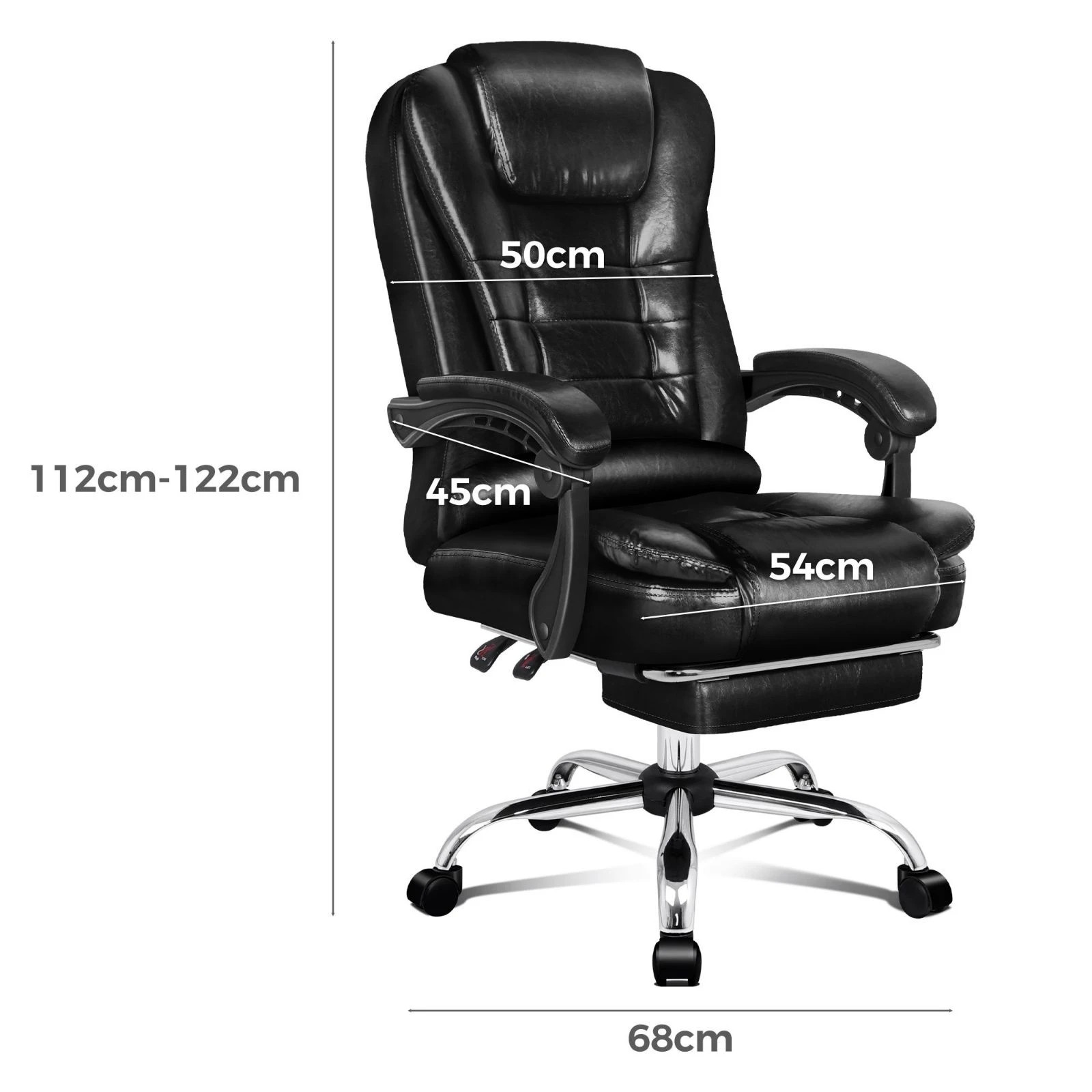 3 Alfordson Office Chair Gaming Executive Computer Racer PU Leather Seat Footrest - Black, 3 of 10