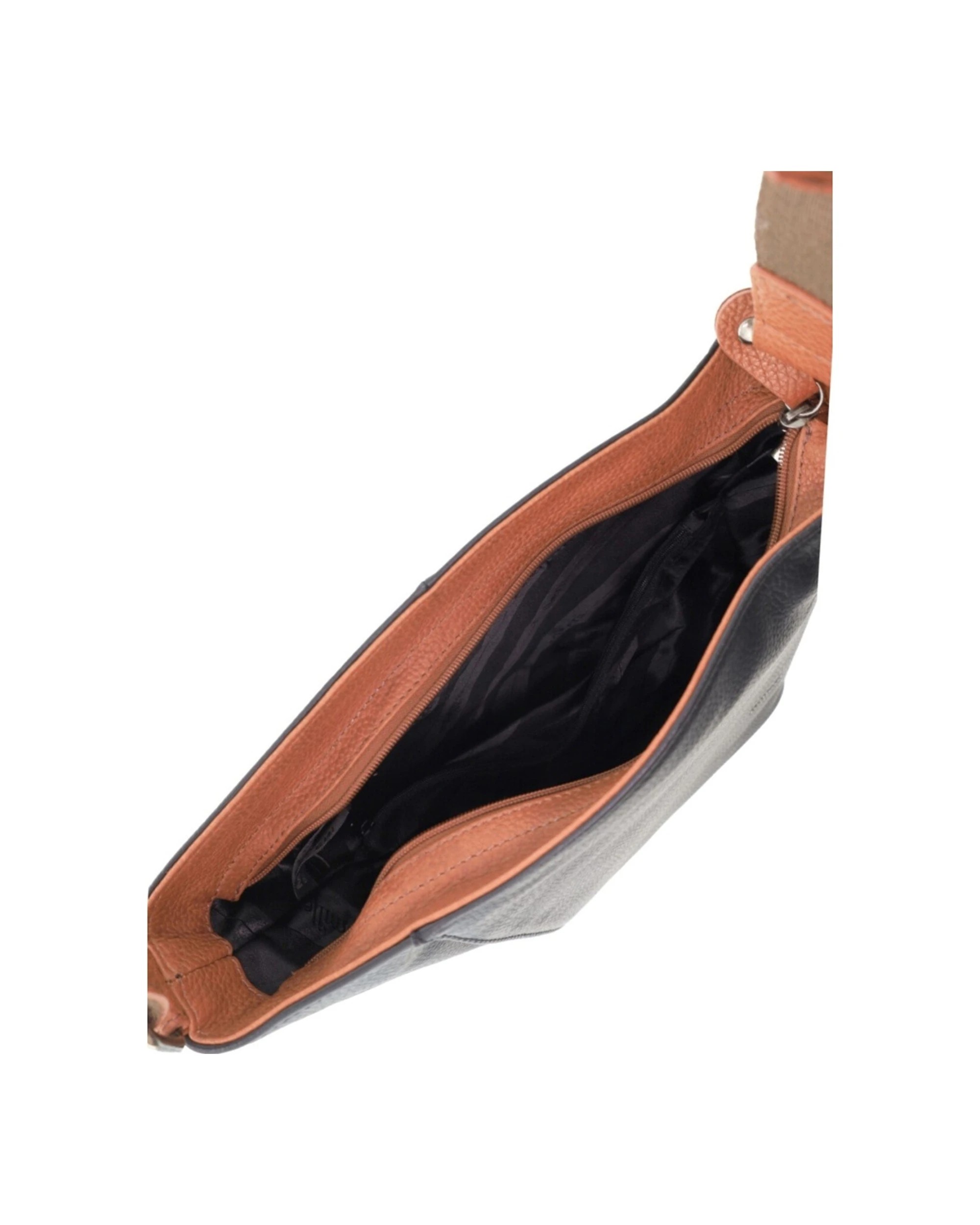 2 Milleni Women's Nappa Leather Shoulder Crossbody Bag With Zip 27x30cm Cognac - Black, 2 of 6