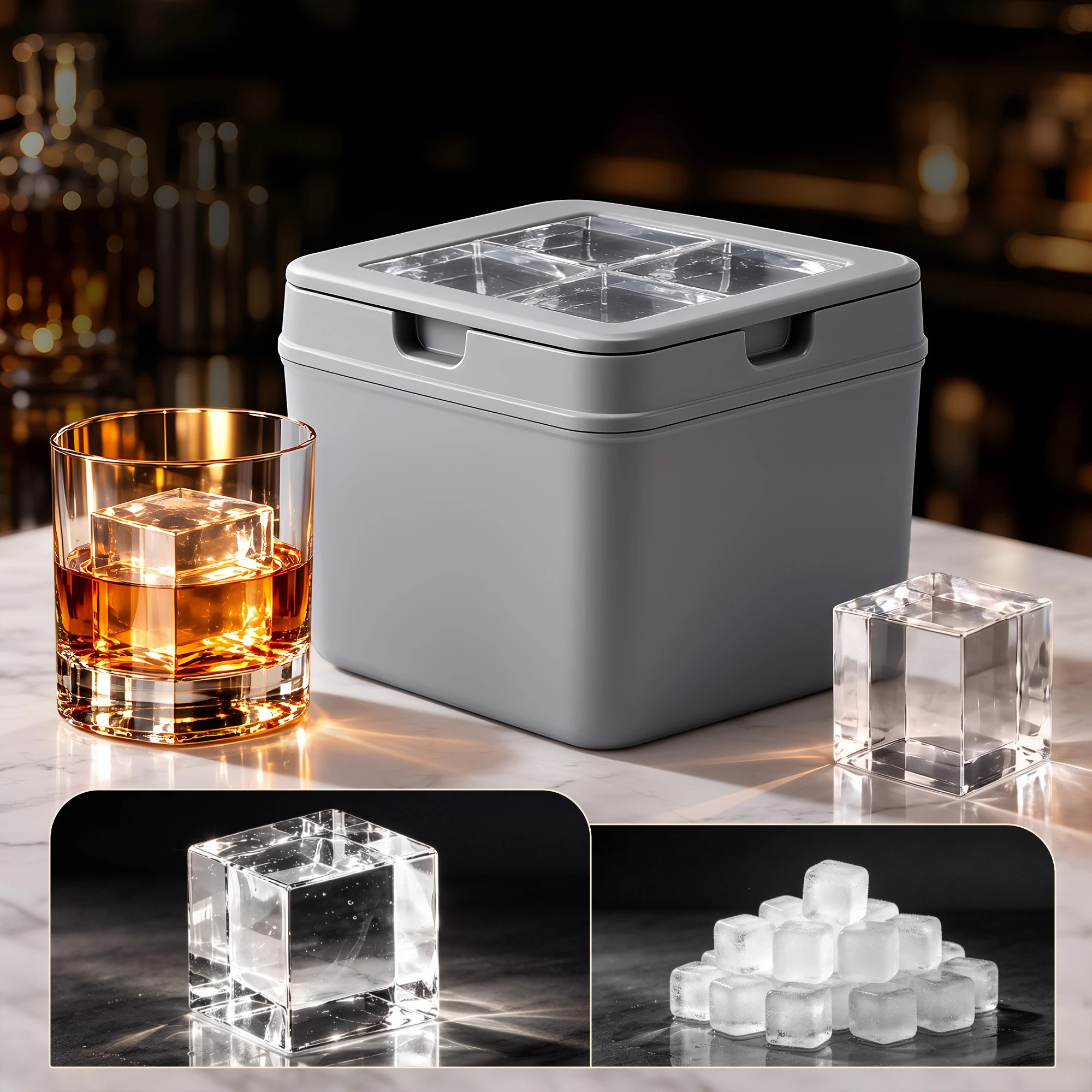 Artiss 5cm Ice Mold Whiskey Large Square Ice Cube Tray - Grey - Kmart