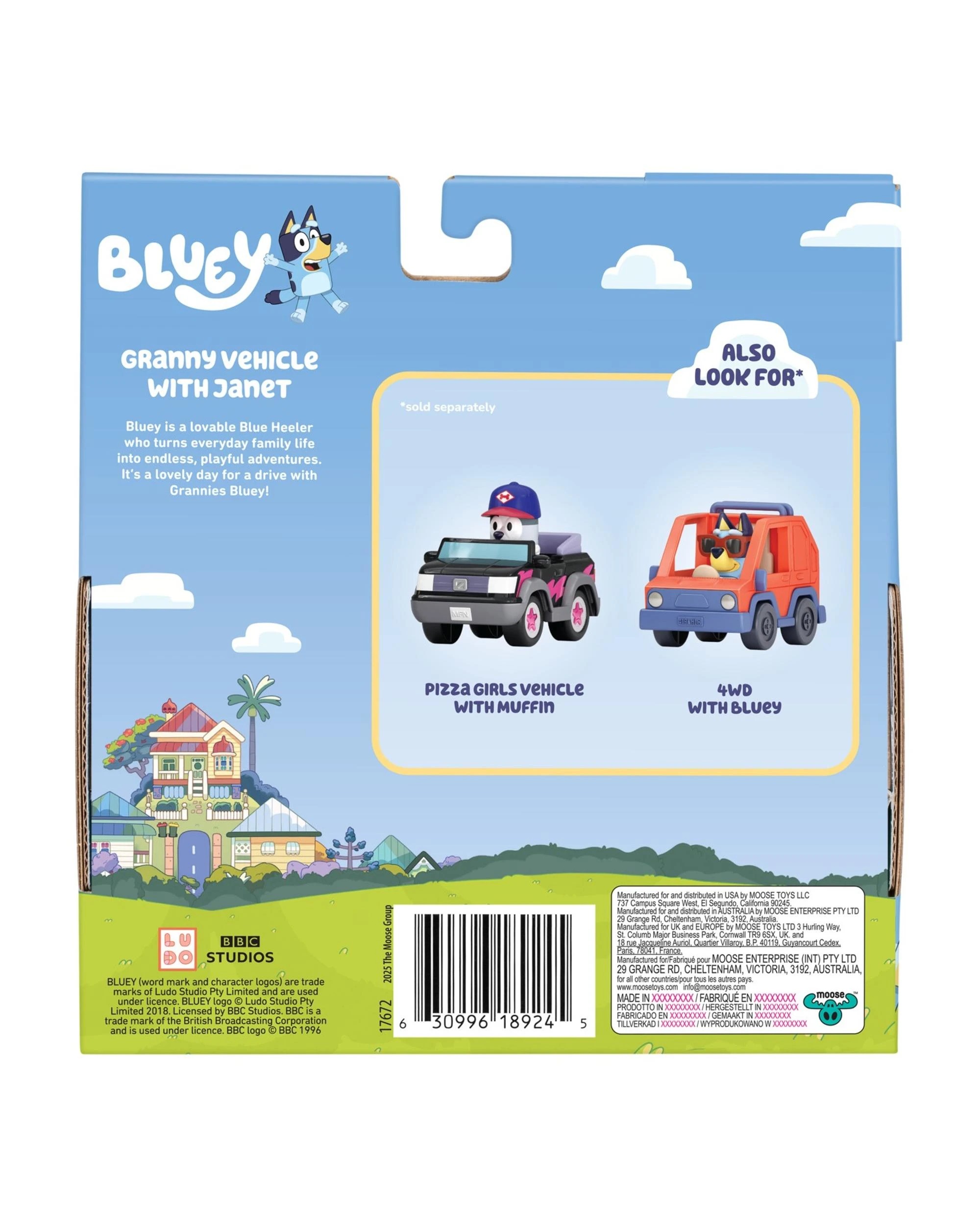 6 Moose Toys Bluey Granny Car and Janet Mini Figure Vehicle Playset, 6 of 6