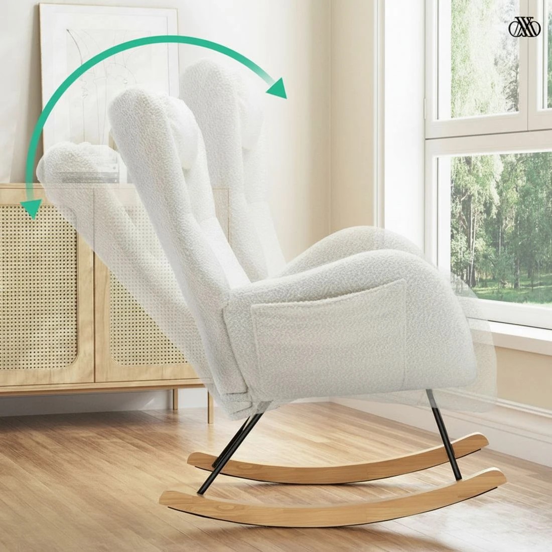 5 Artiss Rocking Chair Armchair Pillow - White, 5 of 6