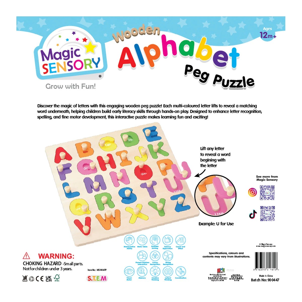 1 Magic Sensory Wooden Alphabet Peg Puzzle, 1 of 3