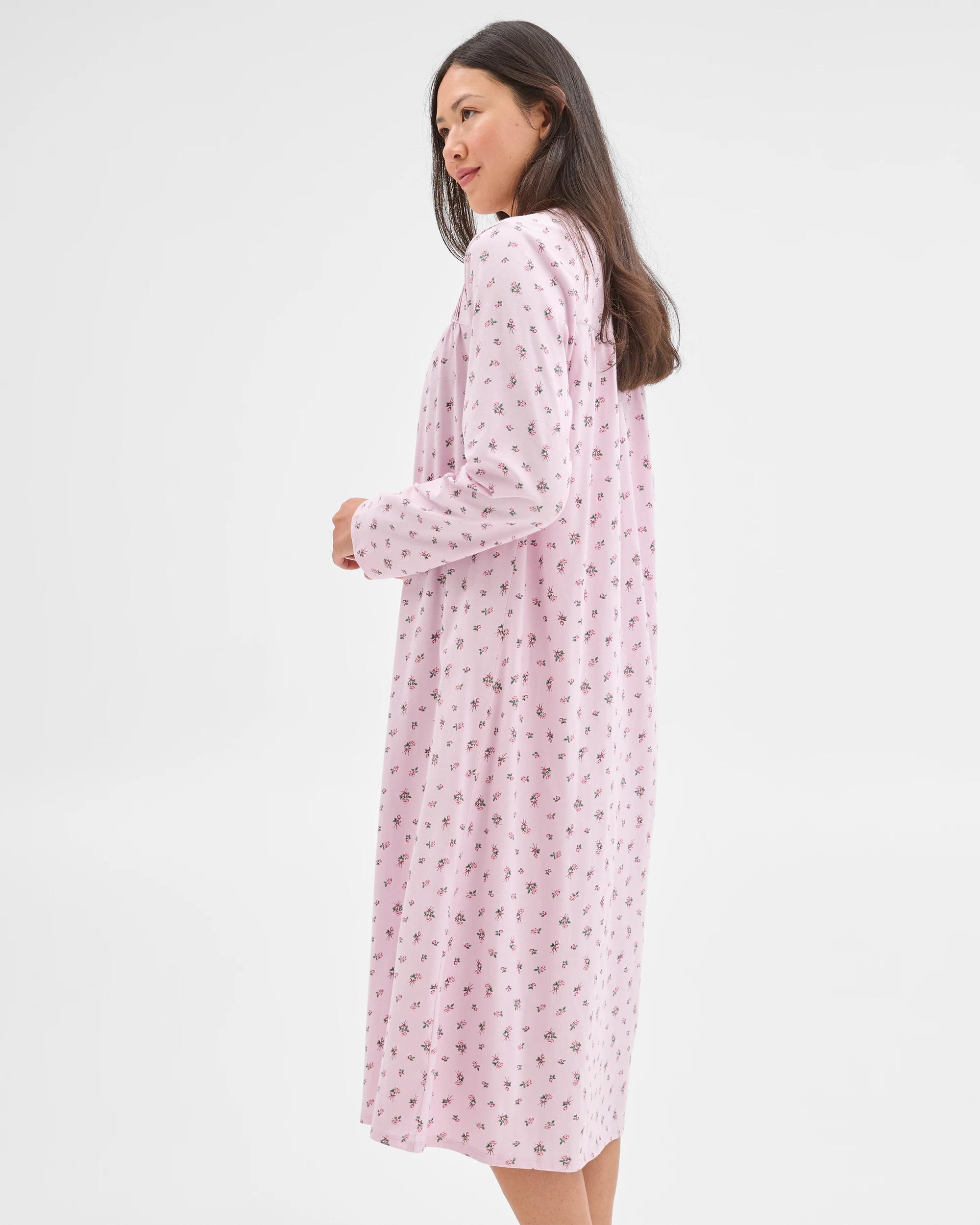 3 Target Woman Australian Cotton Long Sleeve Traditional Pintuck Nightie PINK BOW, 3 of 7