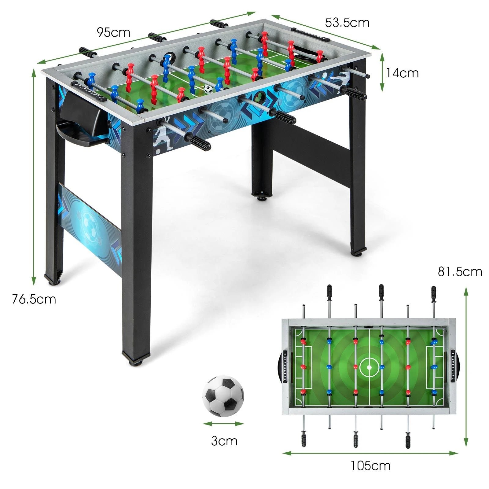 2 Costway Foosball Table Game Set Soccer Table Game w/ 2 Footballs Soccer Table - Black, 2 of 2