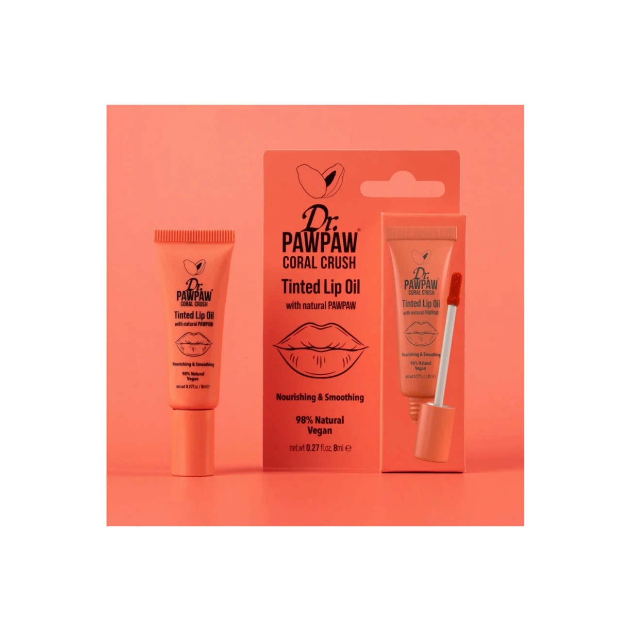 1 Dr. PAWPAW Tinted Lip Oil 8ml - Coral Crush, 1 of 3