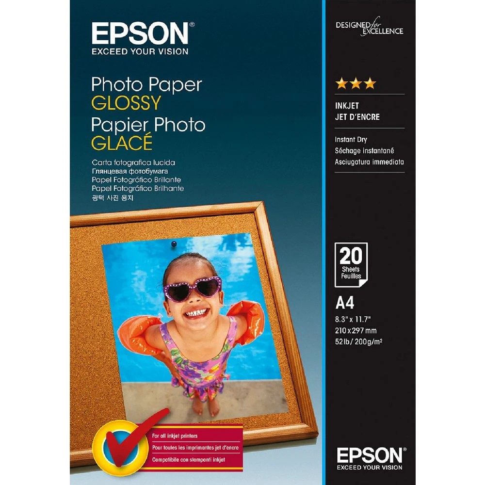 1 Epson 200gsm A4 Glossy Photo Paper 20 Sheet Pack, 1 of 1