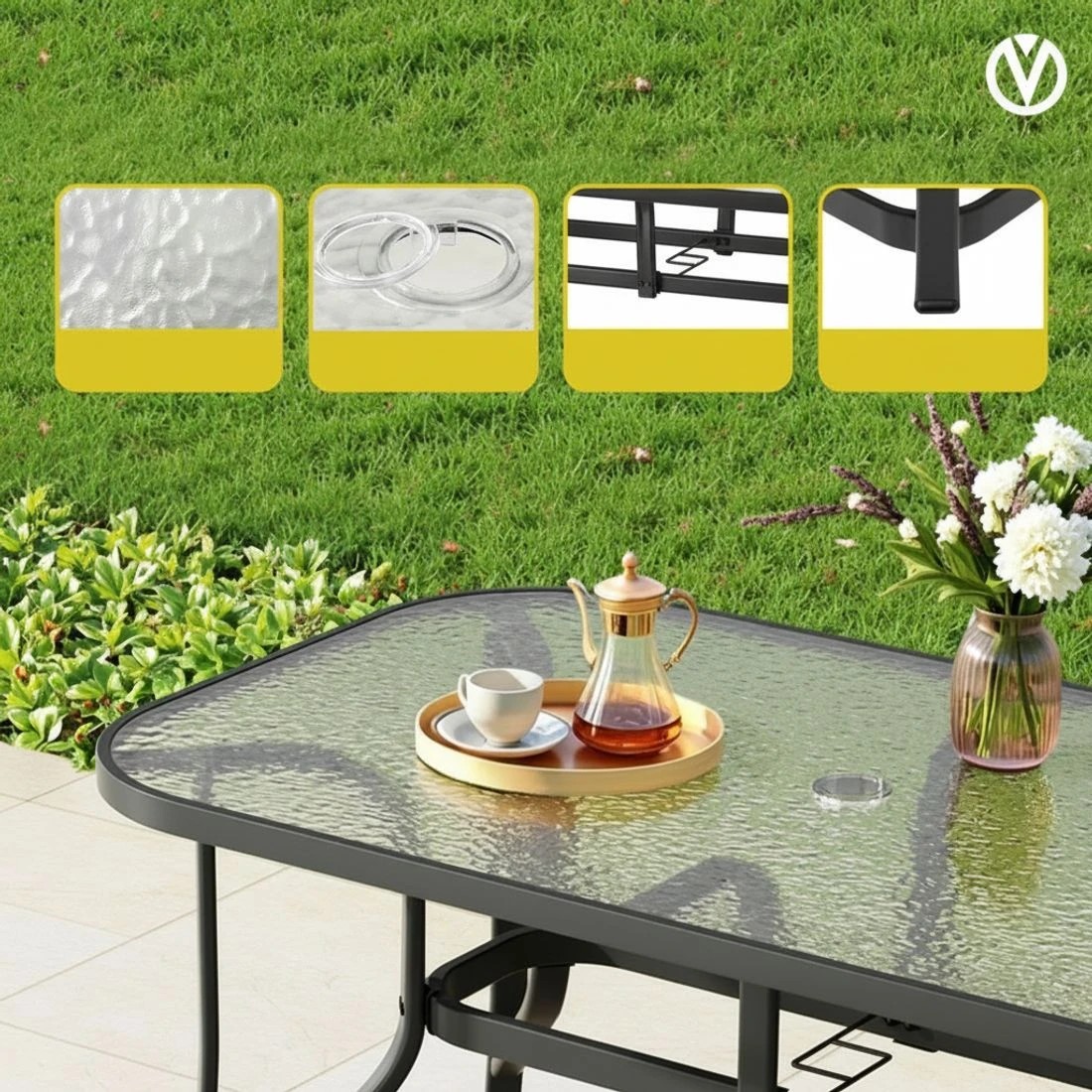 5 Gardeon 5PC Outdoor Dining Set Table and Chairs - Black, 5 of 5