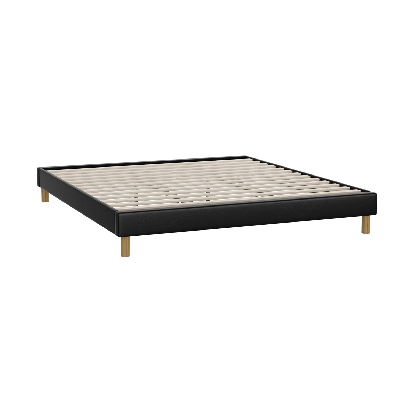 7 Oikiture Bed Frame King Size Bed Base PU Leather - Black, 7 of 9