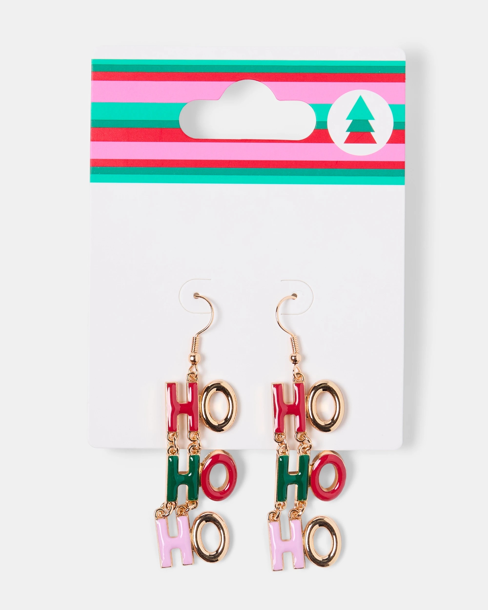 3 Ho Ho Ho Earrings - Pink, Red, Green and Gold Tone, 3 of 3