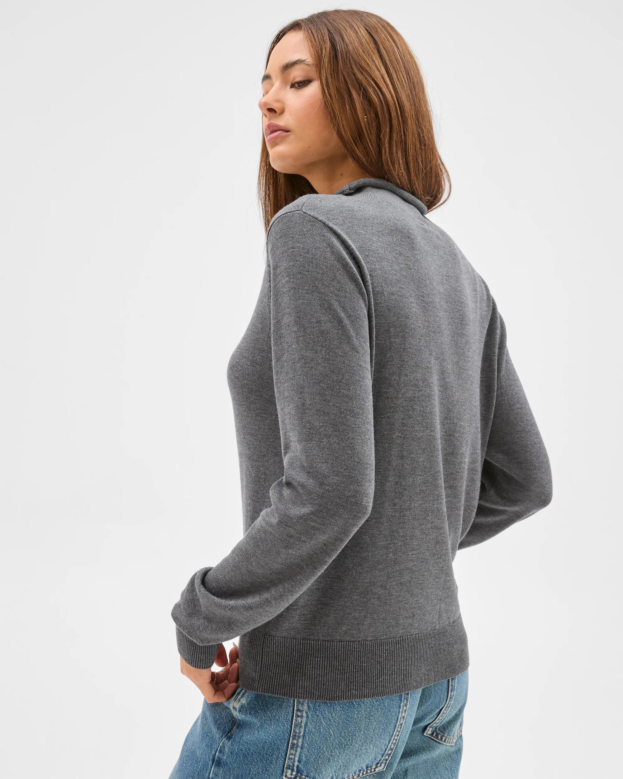 6 Lily Loves High Neck Cardigan SHADOW MARLE, 6 of 6