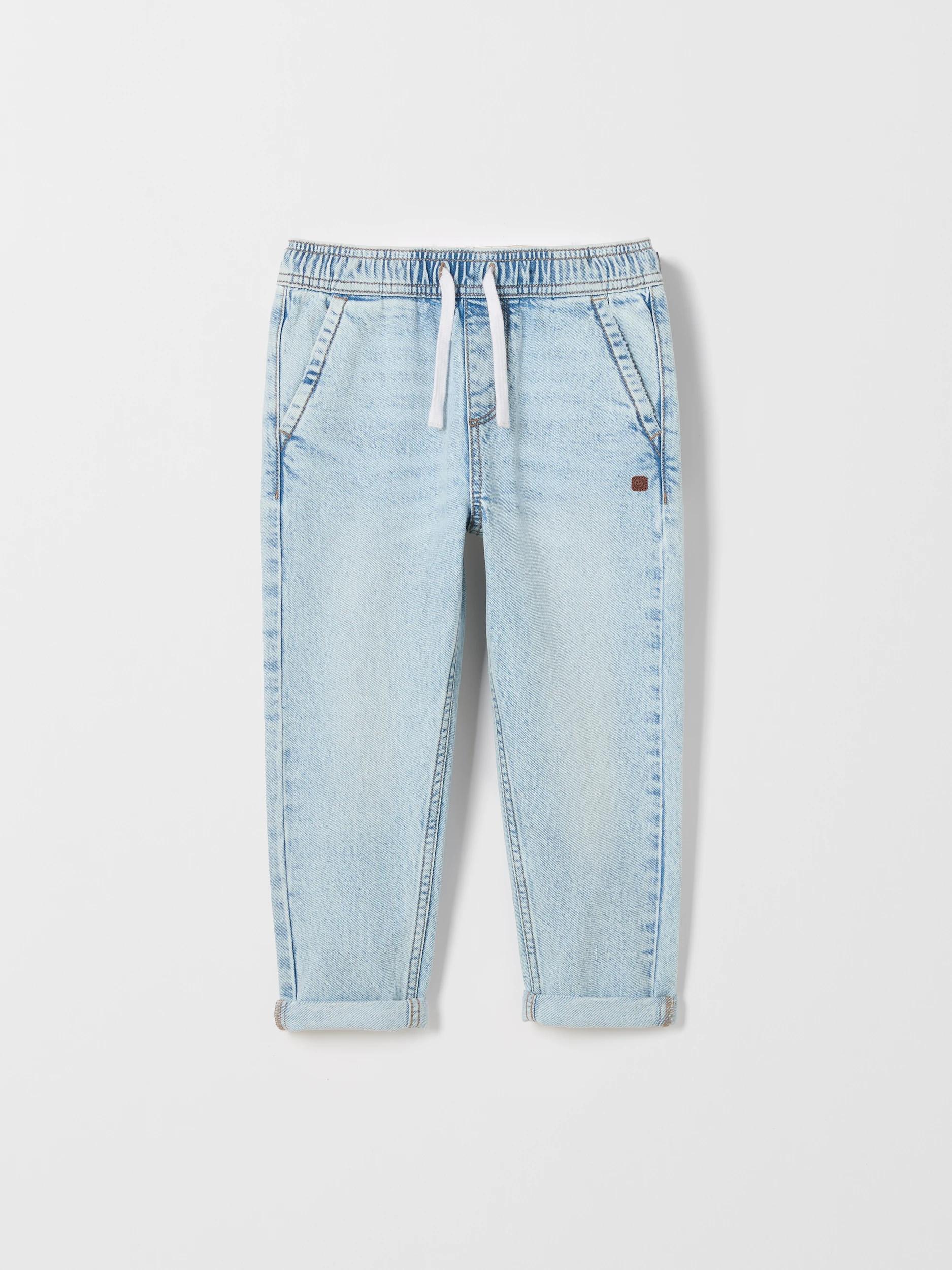 1 Target Denim Elastic Waistband Loose Fit Denim Jeans LIGHT WASH, 1 of 2