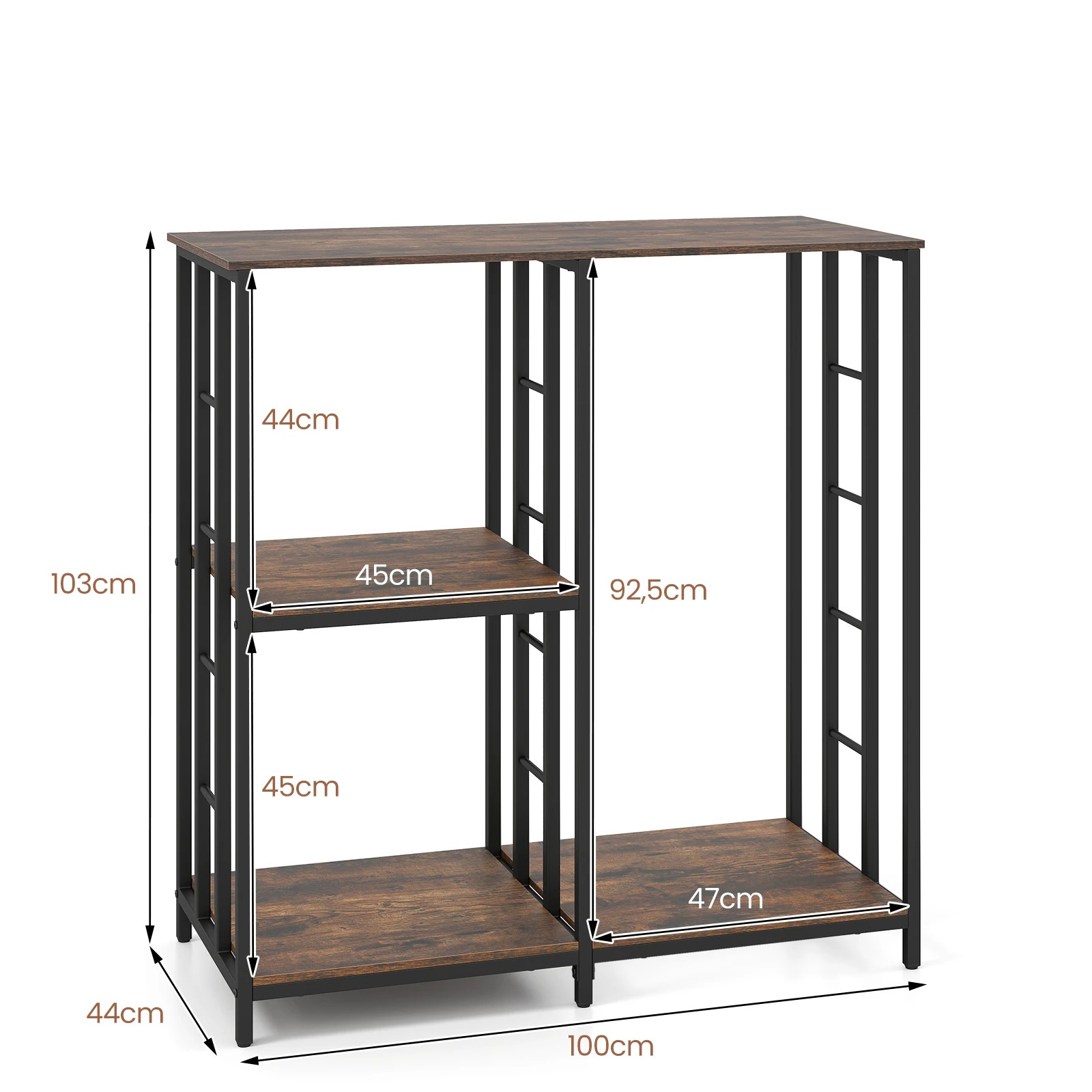 2 Costway Kitchen Bakers Rack 4 Shelves Microwave Stand Mini Fridge Table - Brown, 2 of 3