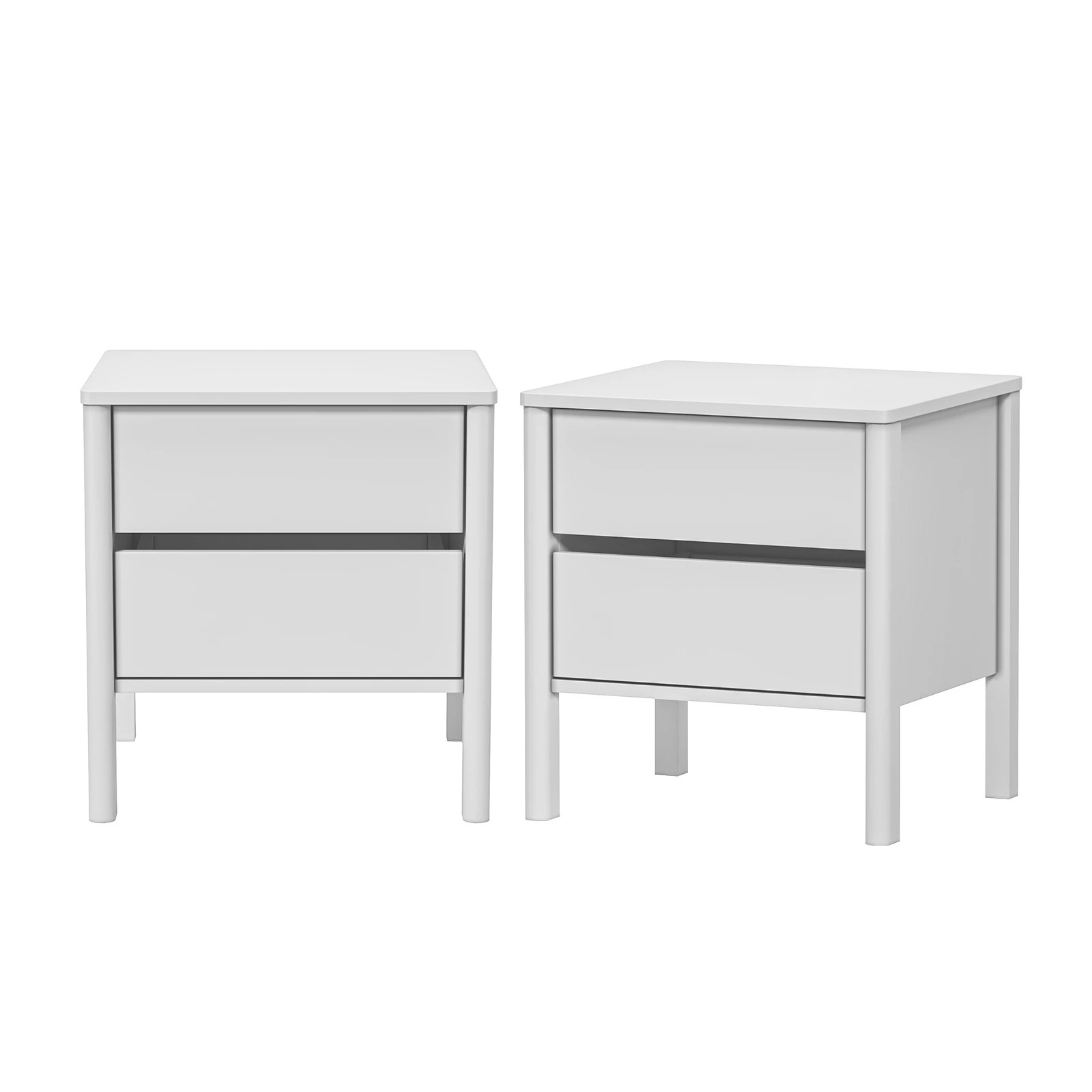 1 Oikiture 2x Bedside Table 2 Drawers Side Table Nightstand Handle-free - White, 1 of 9