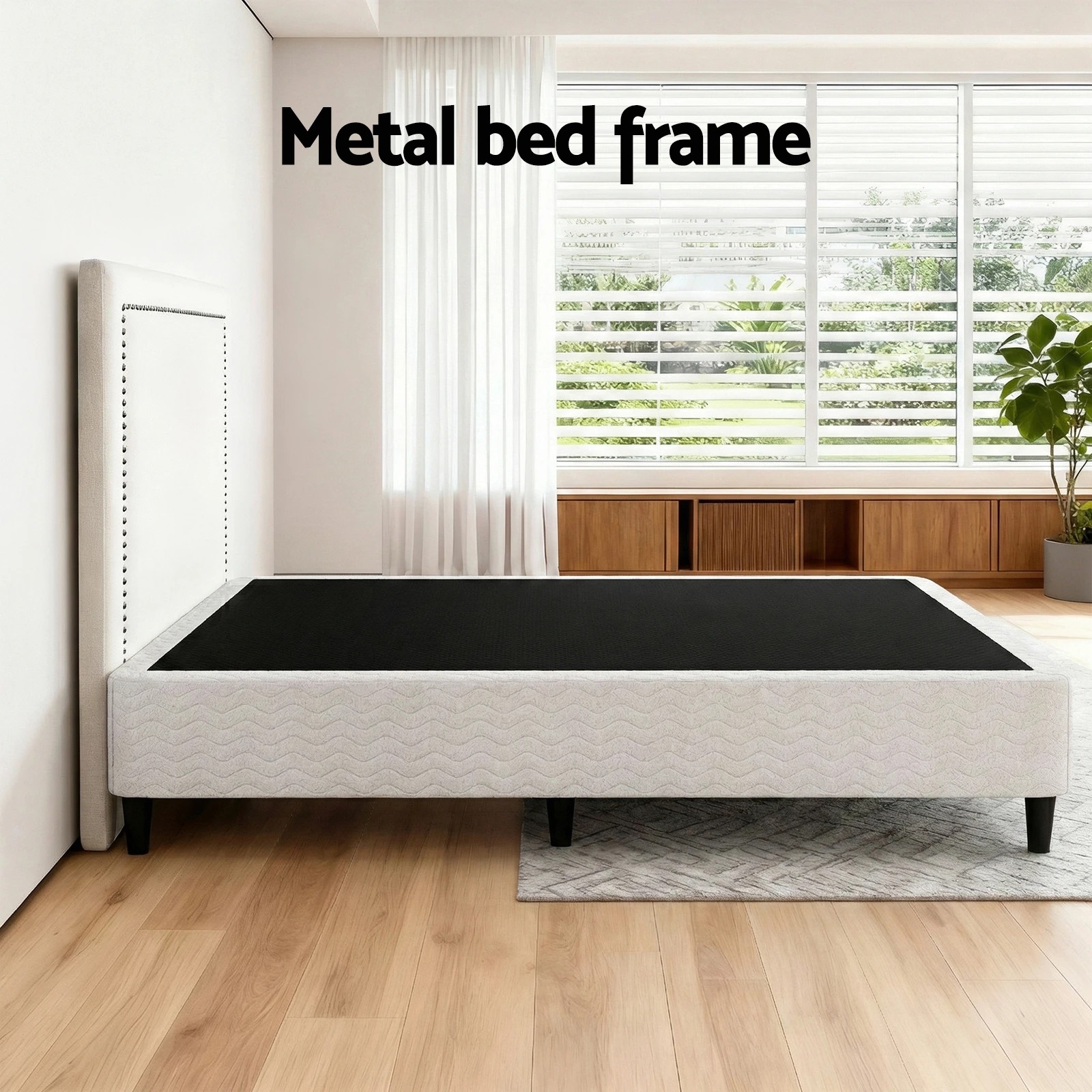 3 Artiss Queen Bed Frame with Headboard Platform Bed Base   Fabric - Multi, 3 of 6