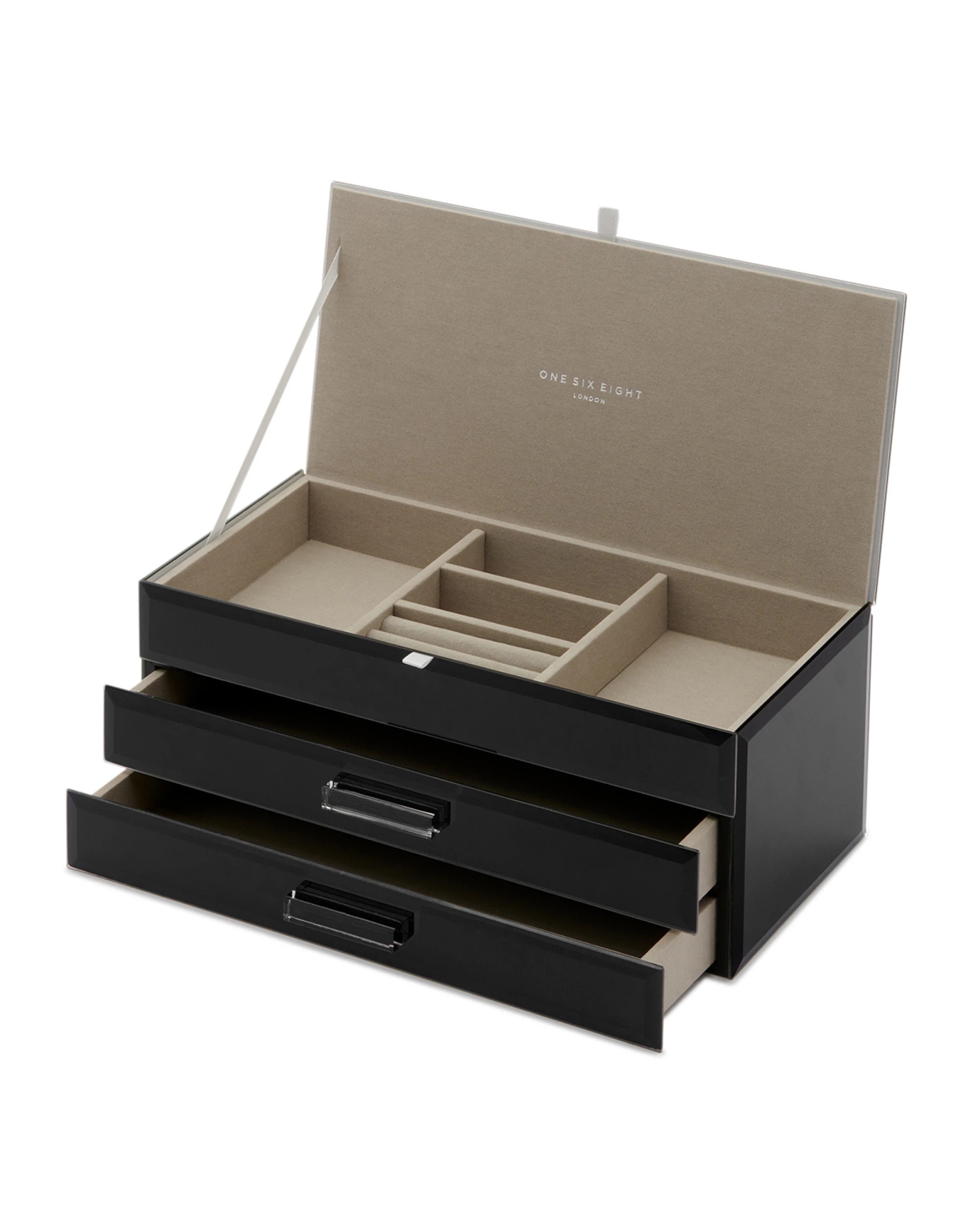 1 One Six Eight London Gabriella Jewellery Box - L - Black, 1 of 7