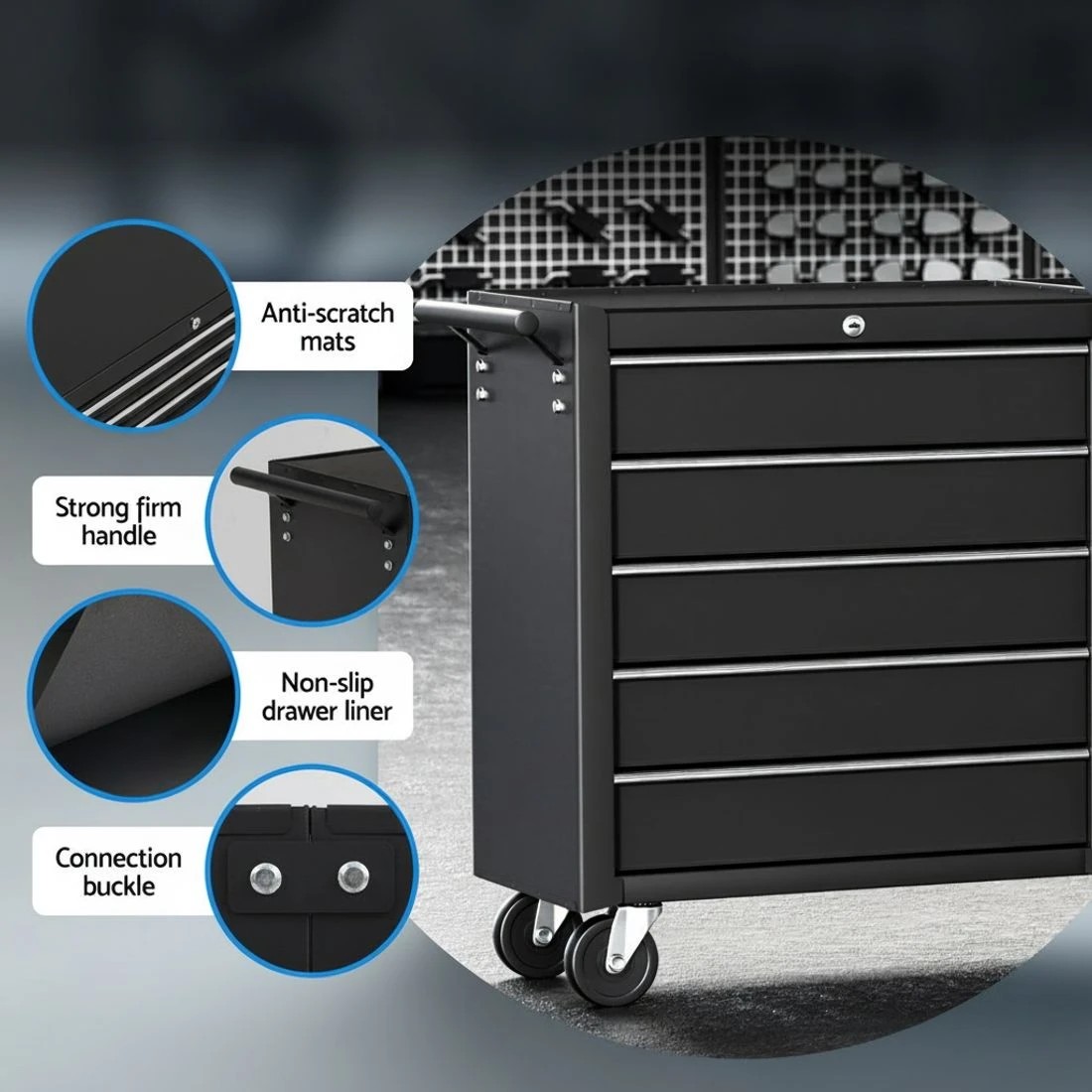 4 Giantz Tool Chest Trolley 10 Drawers Toolbox Storage - Black, 4 of 7