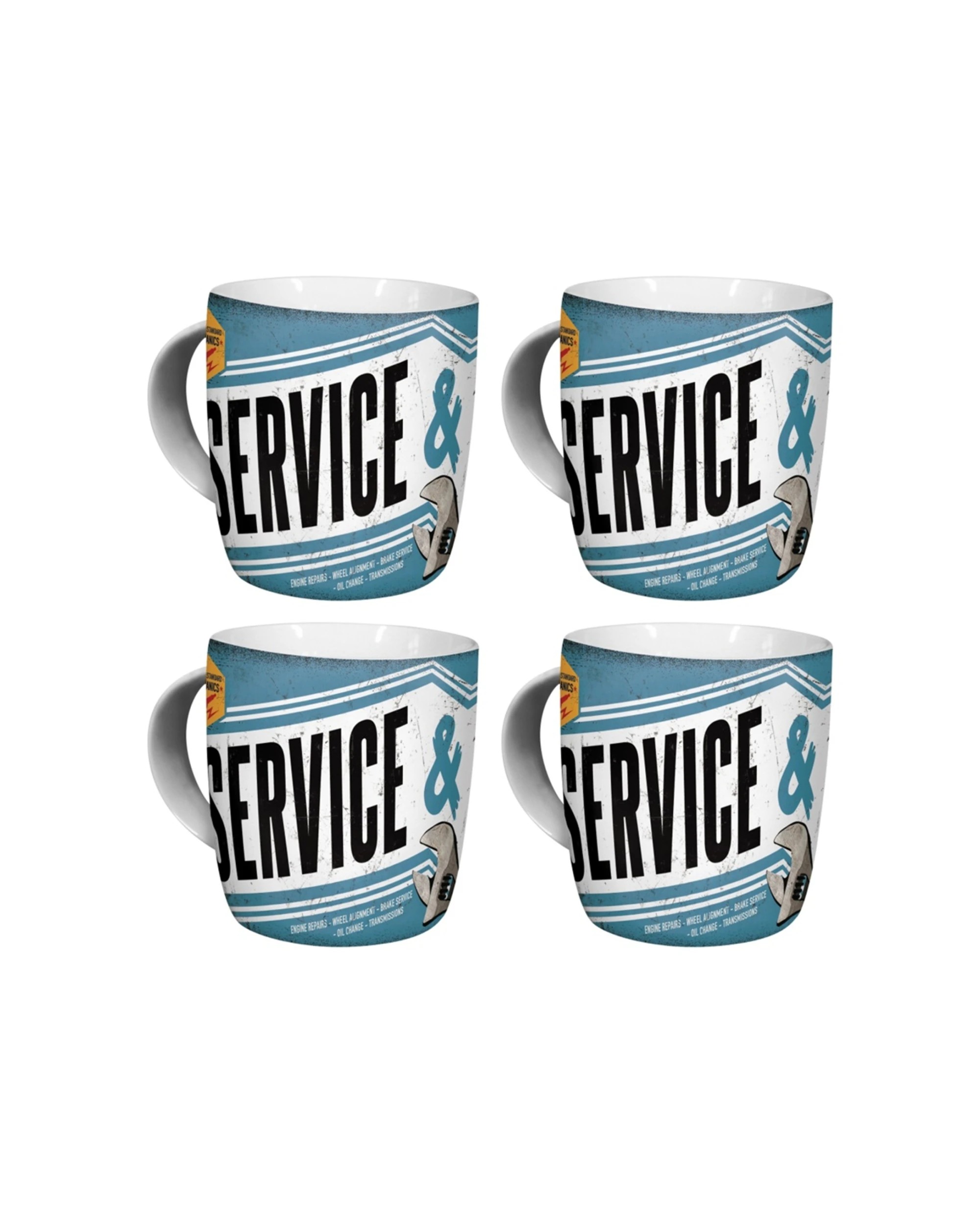 1 Nostalgic-Art 4PK Ceramic Mug 330ml Retro Design - Service & Repair - Blue, 1 of 3