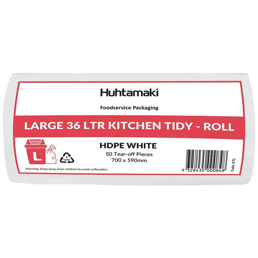 2 Huhtamaki Kitchen Bin Liners 36L 1000 Pack White, 2 of 2