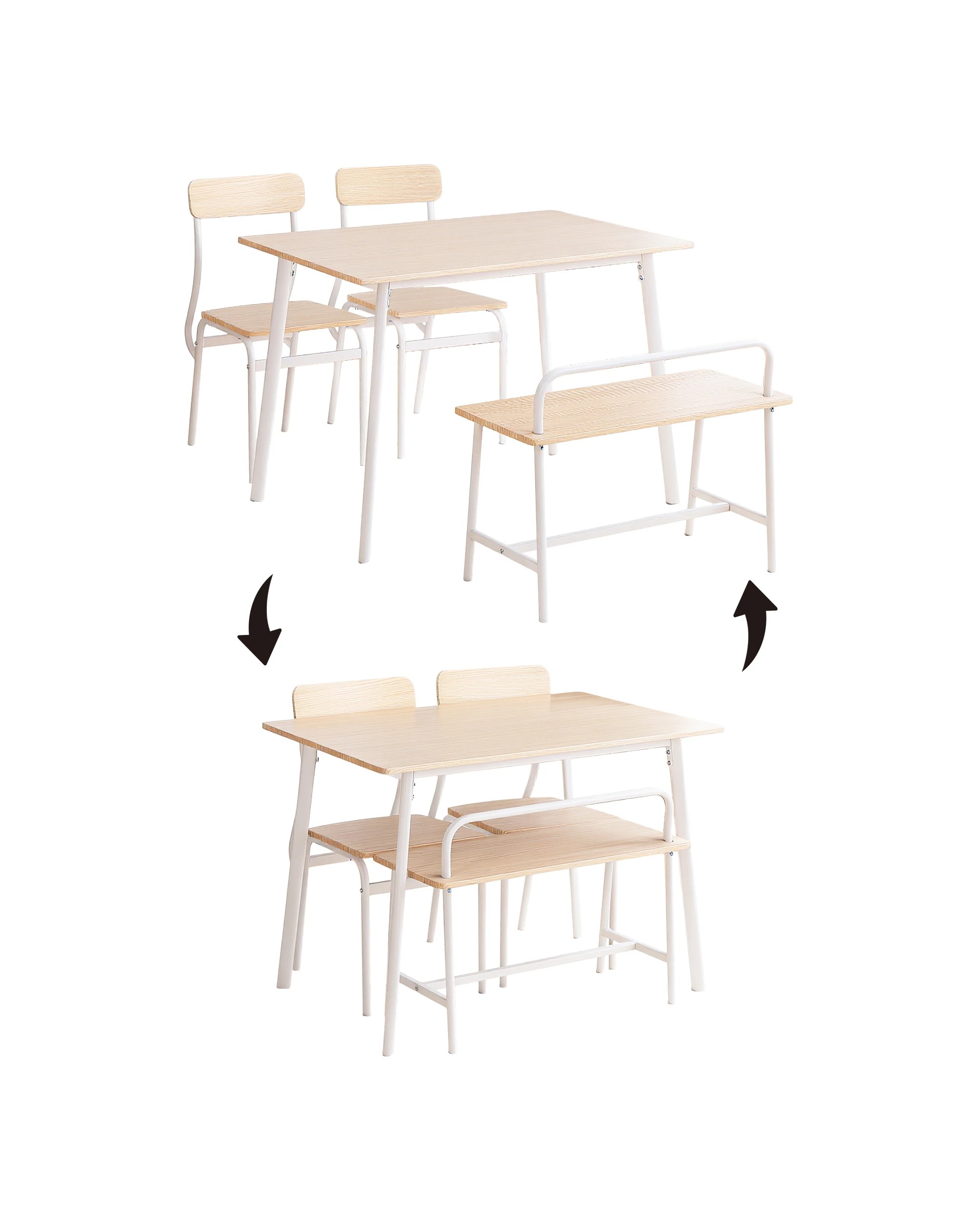 4 Artiss Dining Table and Chairs Set of 4 Bench Kitchen Furniture  and - Multi, 4 of 10