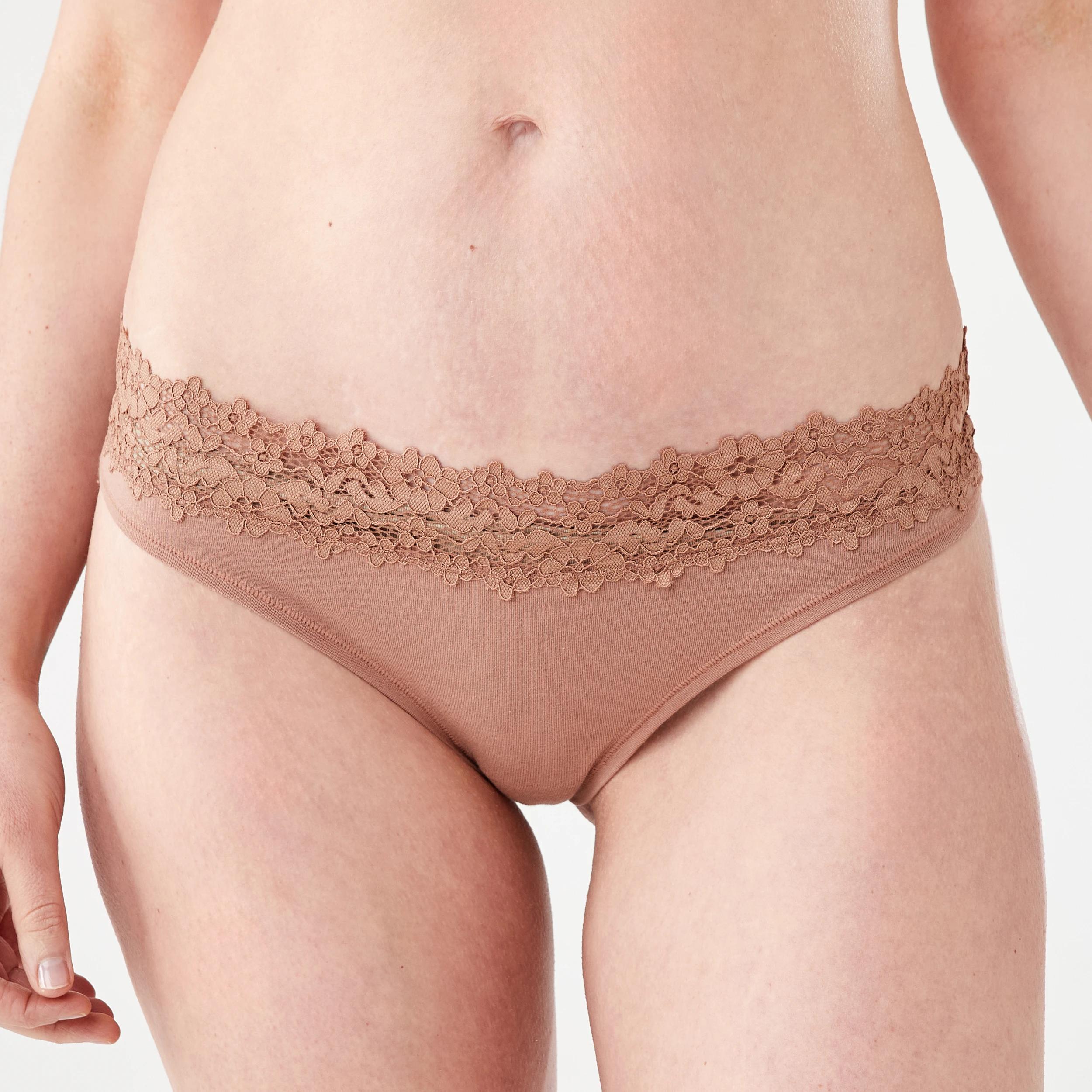 5 3 Pack Cotton Lace Tanga Briefs BLACK, SOFT CLAY, HYDRANGEA, 5 of 8