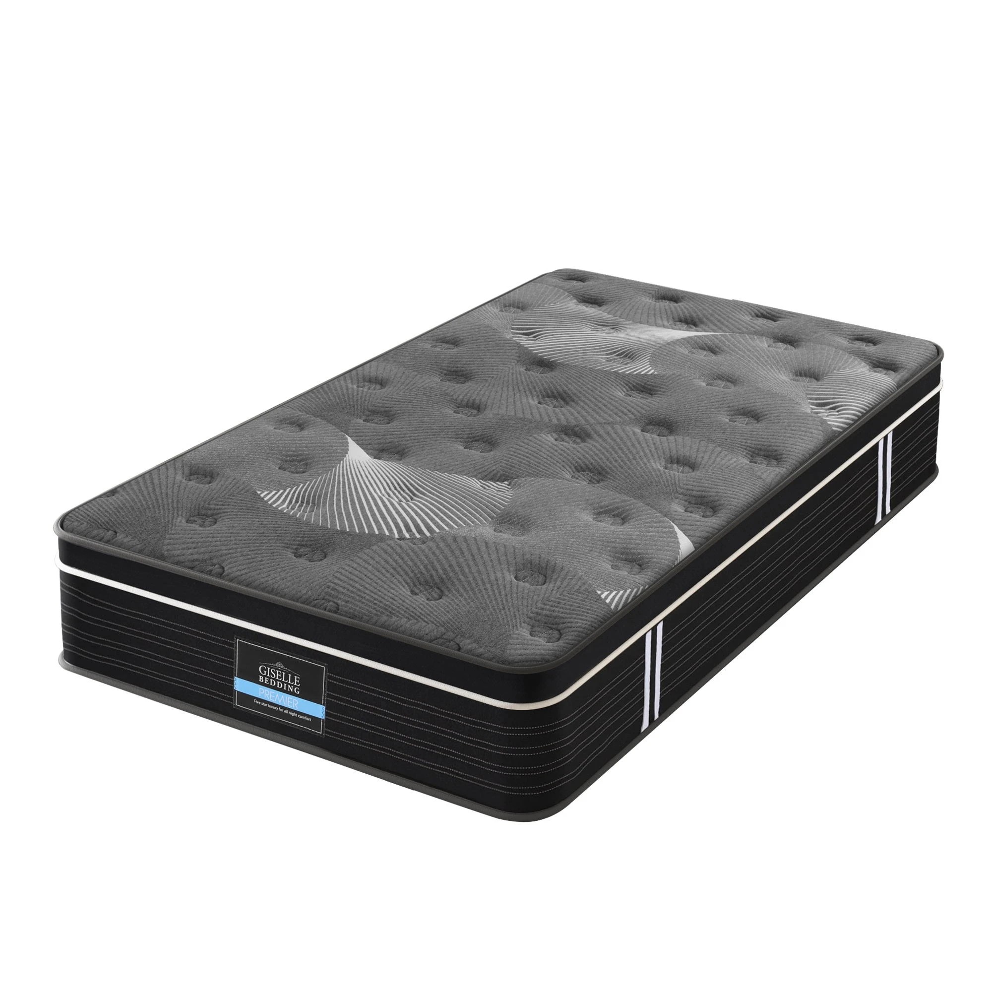 1 Giselle Bedding Single Mattress 35cm Euro Top with Graphene Cooling Comfort Medium Firm - Single Bed - Grey, 1 of 3