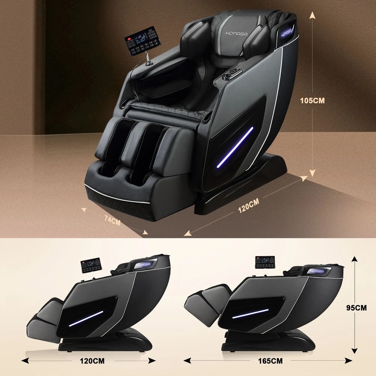 4 HOMASA 4D Massage Chair Zero Gravity Full Body Shiatsu Electric Recliner, 4 of 6