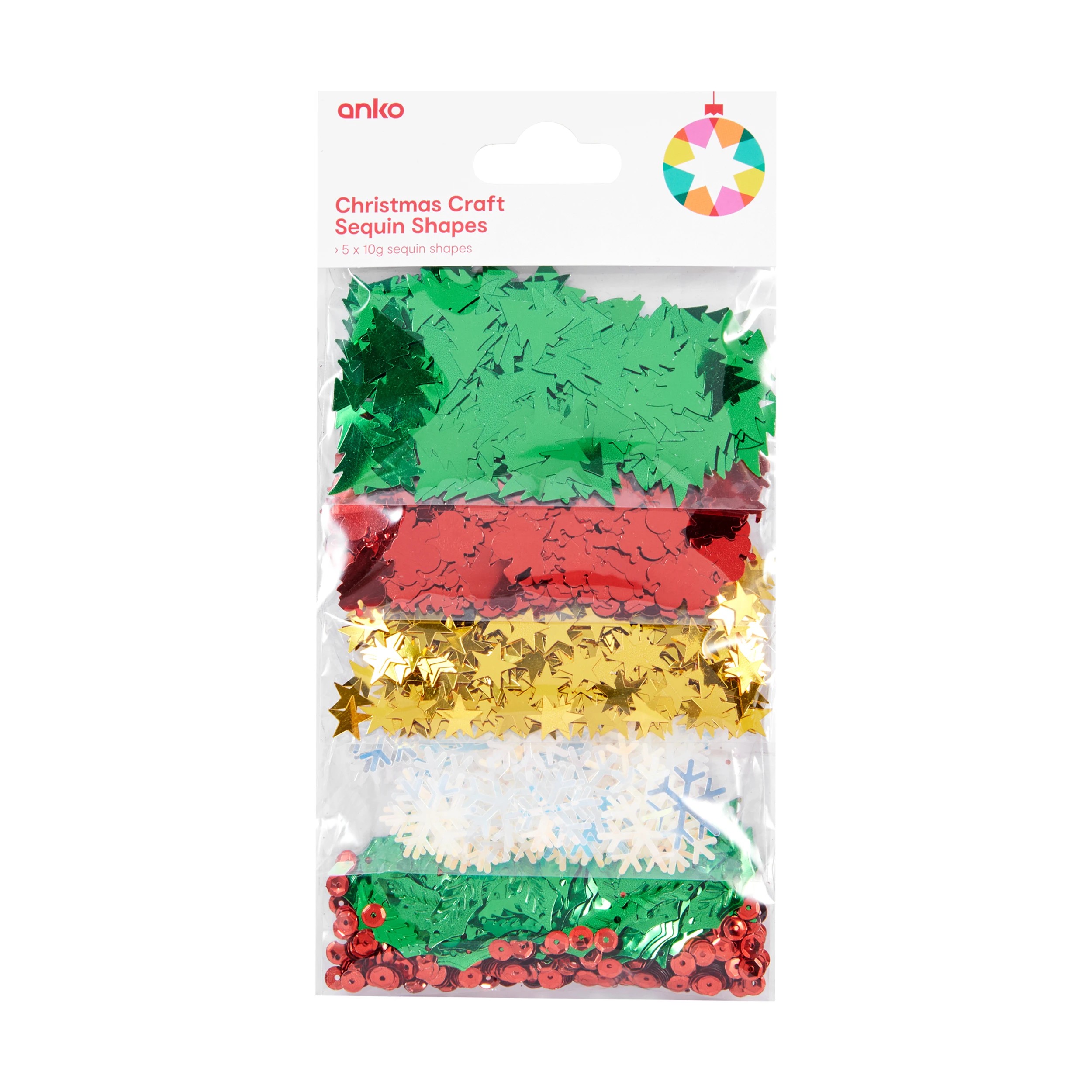 1 5 Pack Christmas Craft Sequin Shapes, 1 of 3