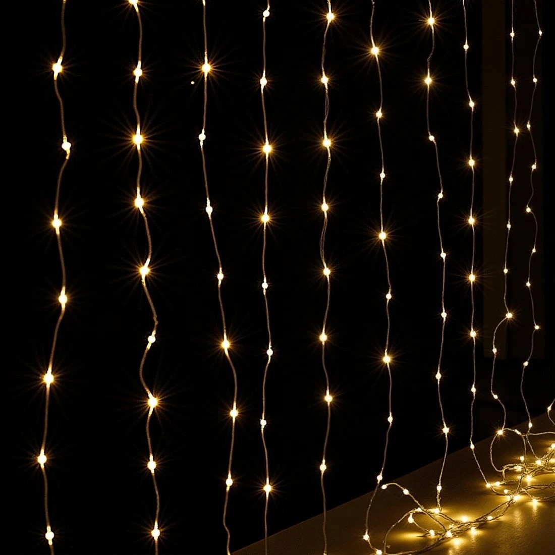 3 Jingle Jollys 3X3M Christmas Lights Curtain String Light 300 LED Warm - White, 3 of 7
