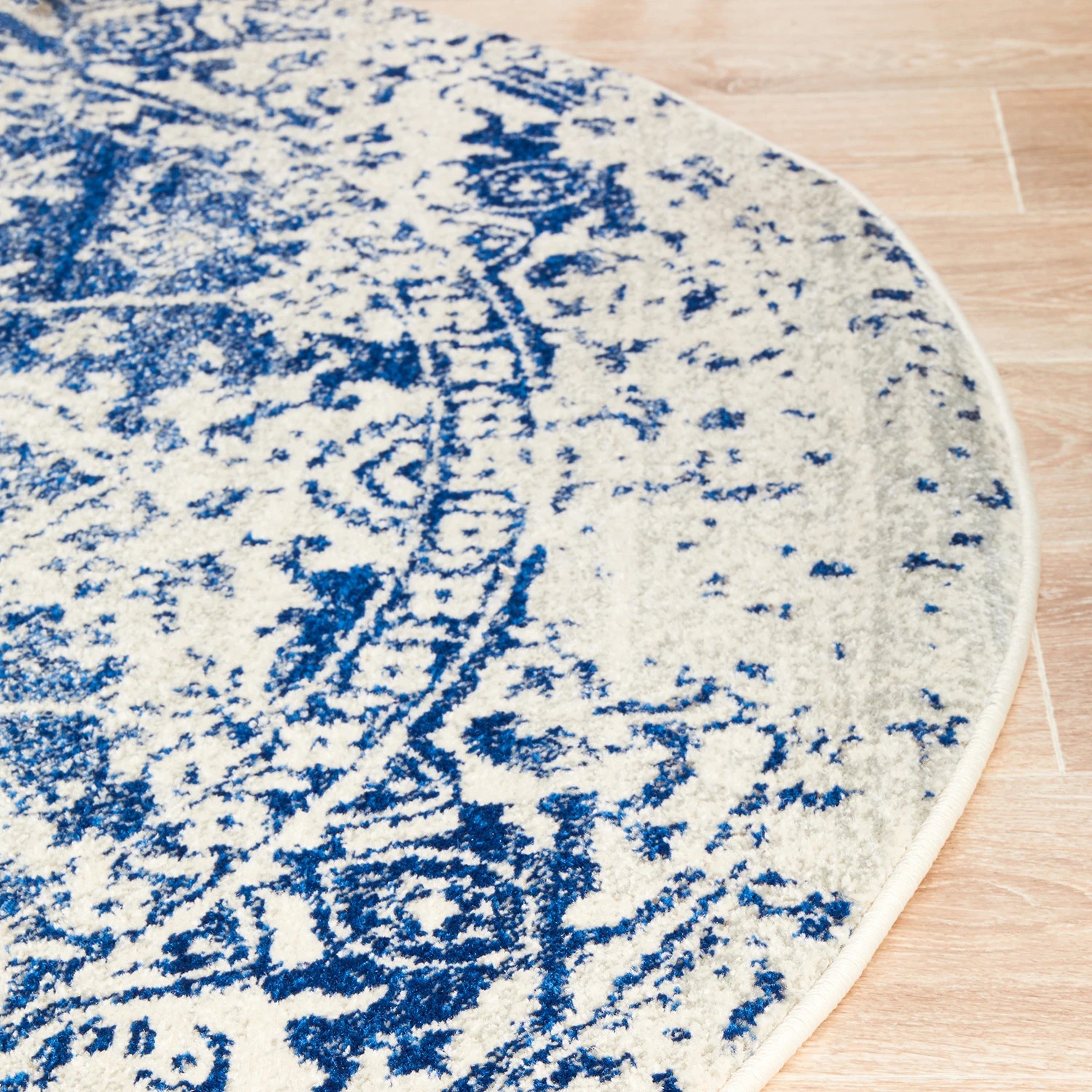 6 Common Ground Rugs Encore 253 150x150cm Round - Small Pet Friendly Rug - Blue, 6 of 7