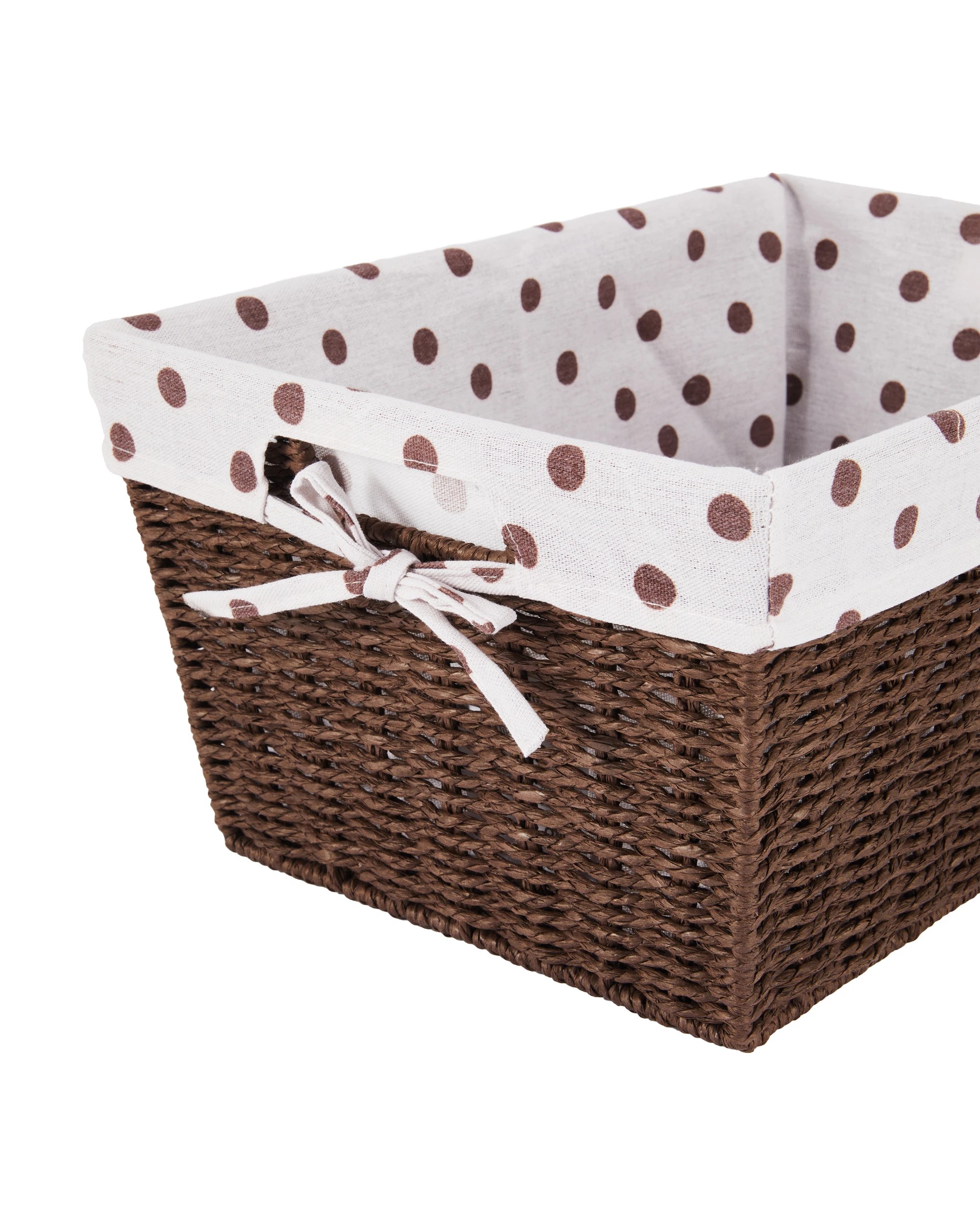 3 Medium Paper Rope Basket with Polka Dot Liner - Beige, 3 of 5