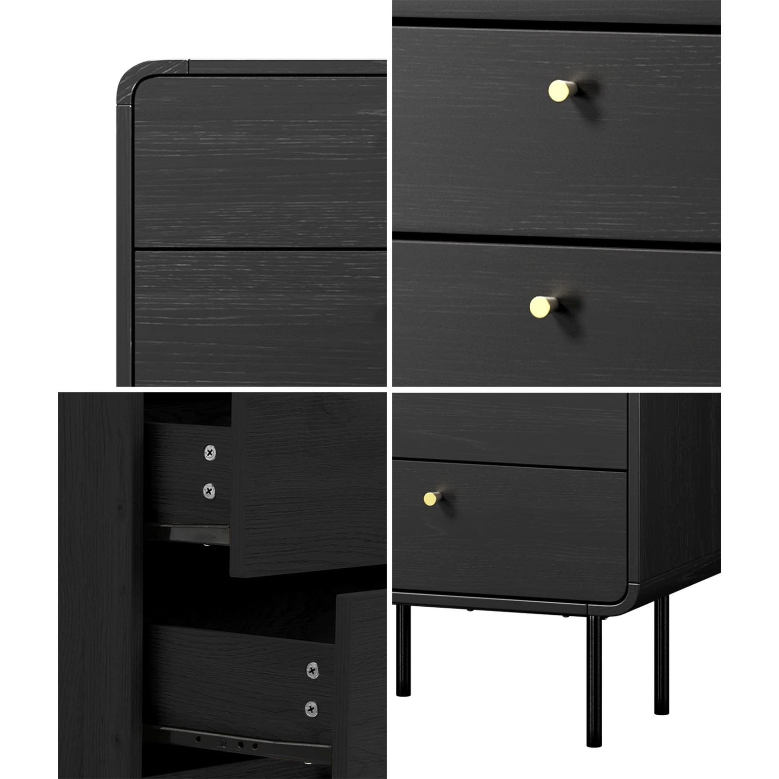 4 Oikiture 5 Chest Of Drawers Tallboy Storage Cabinet Dresser
 - Black, 4 of 10