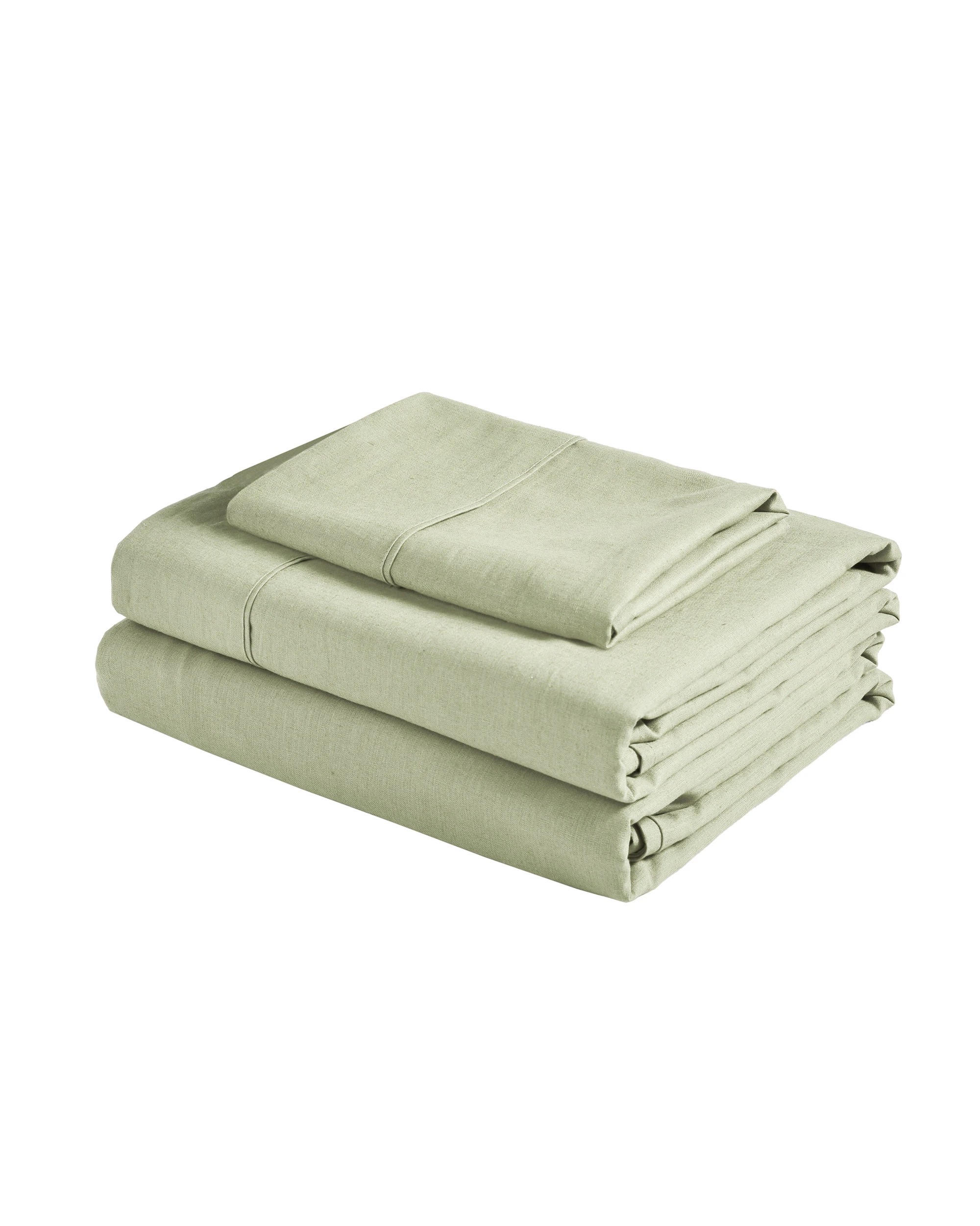 7 Dreamaker Linen Cotton Sheet Set - King Single Bed - Sage, 7 of 9