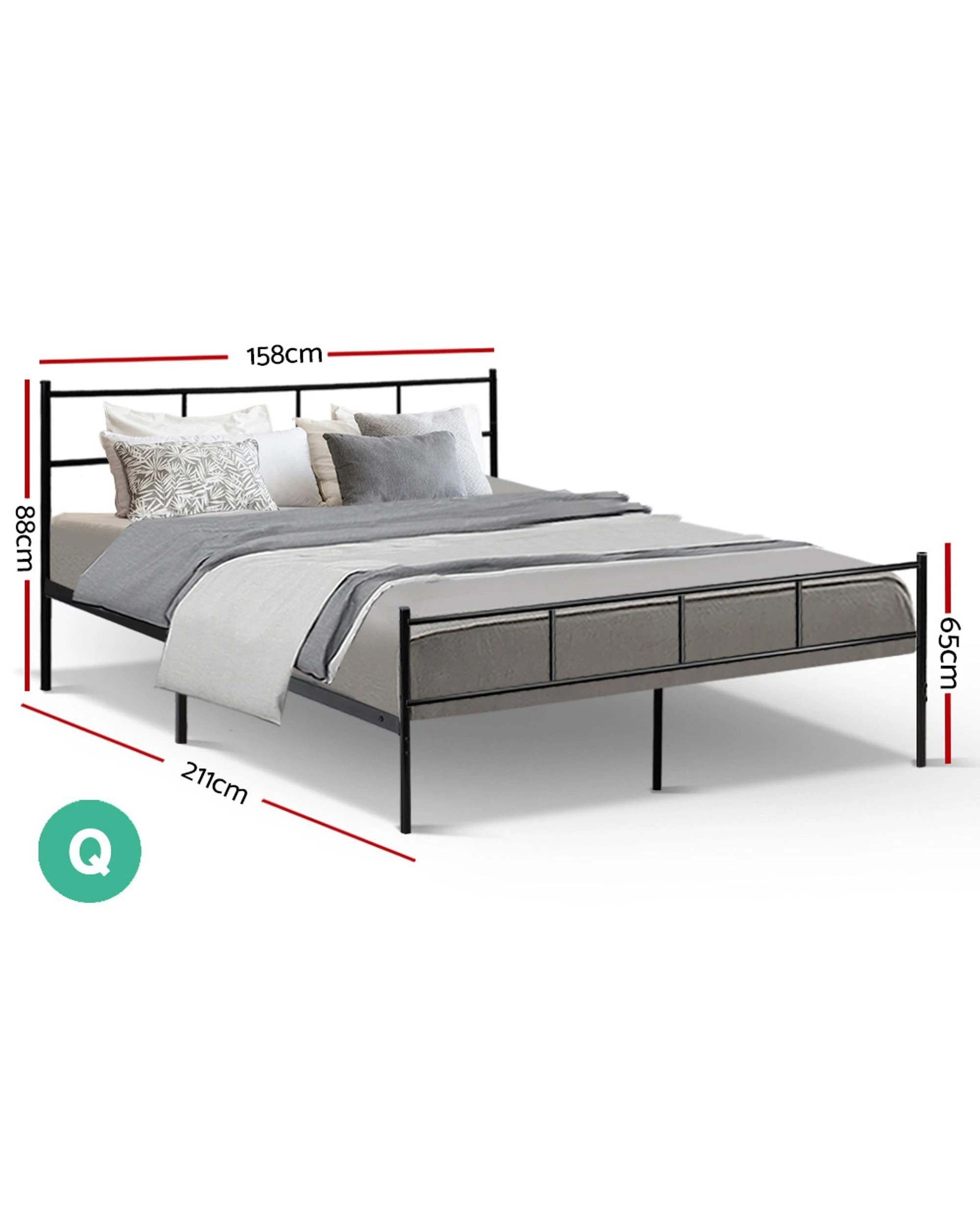 3 Artiss Bed Frame Queen Metal Bed Frames Sol
 - Black, 3 of 3