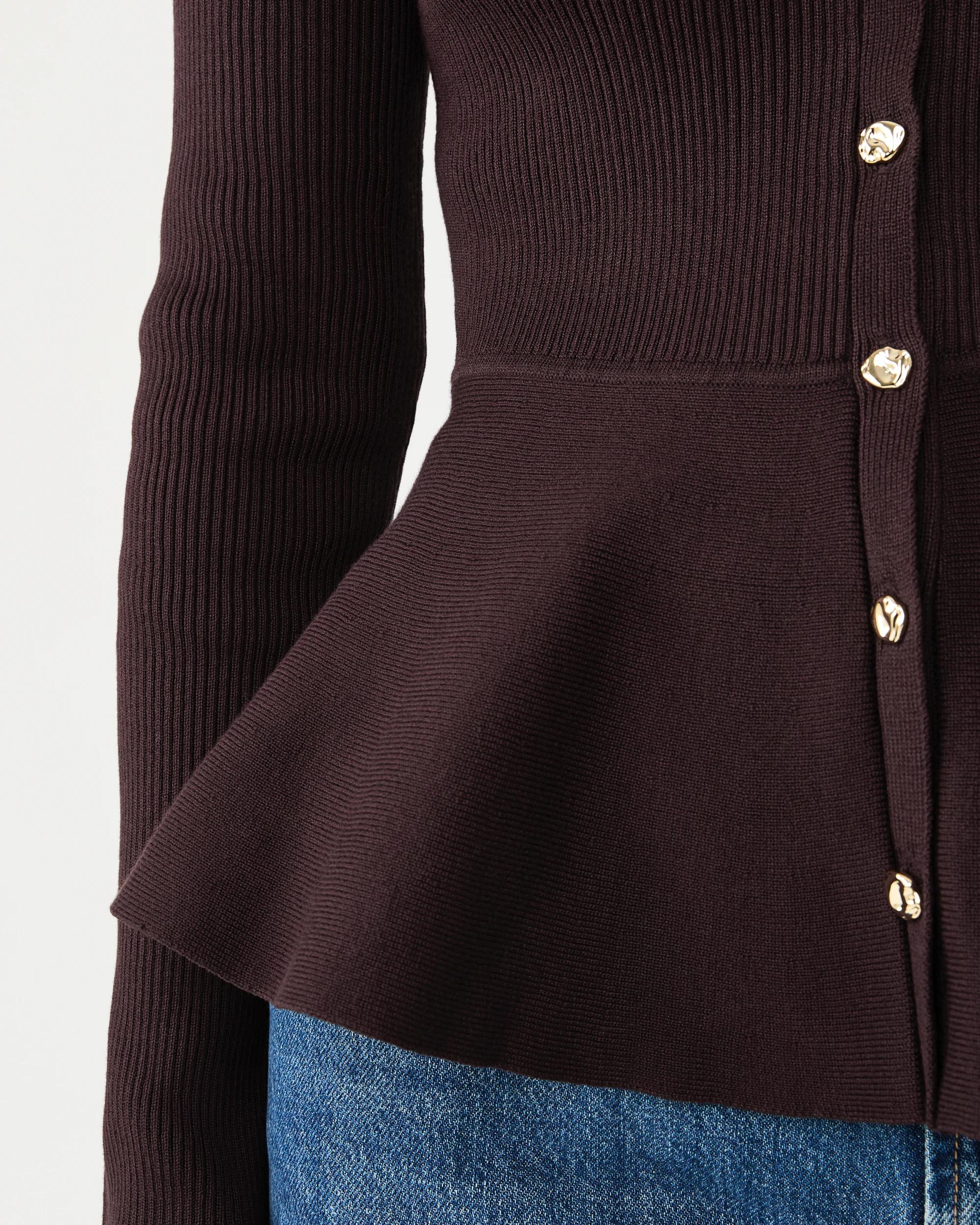 7 Long Sleeve Fitted Peplum Top Choc Plum, 7 of 8