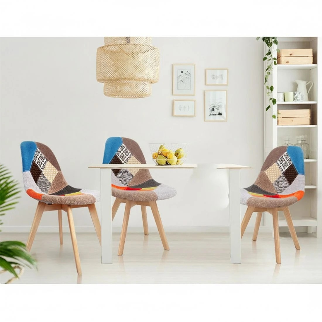 3 Artiss Dining Chairs Set of 4 Fabric Retro Replica DSW - Multi, 3 of 6