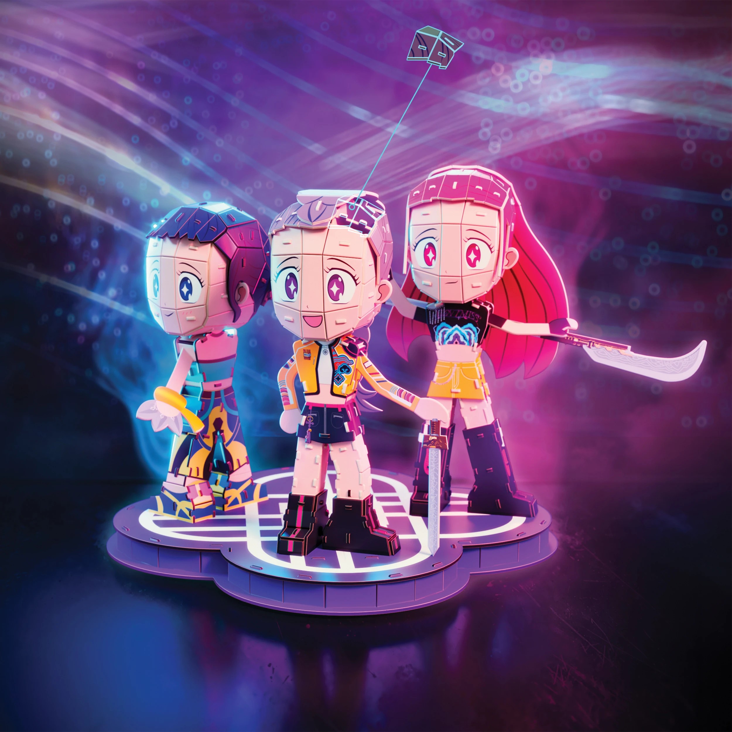 3 212 Piece KPop Demon Hunters Huntr/X Chibis 3D Puzzle Model Kit, 3 of 7