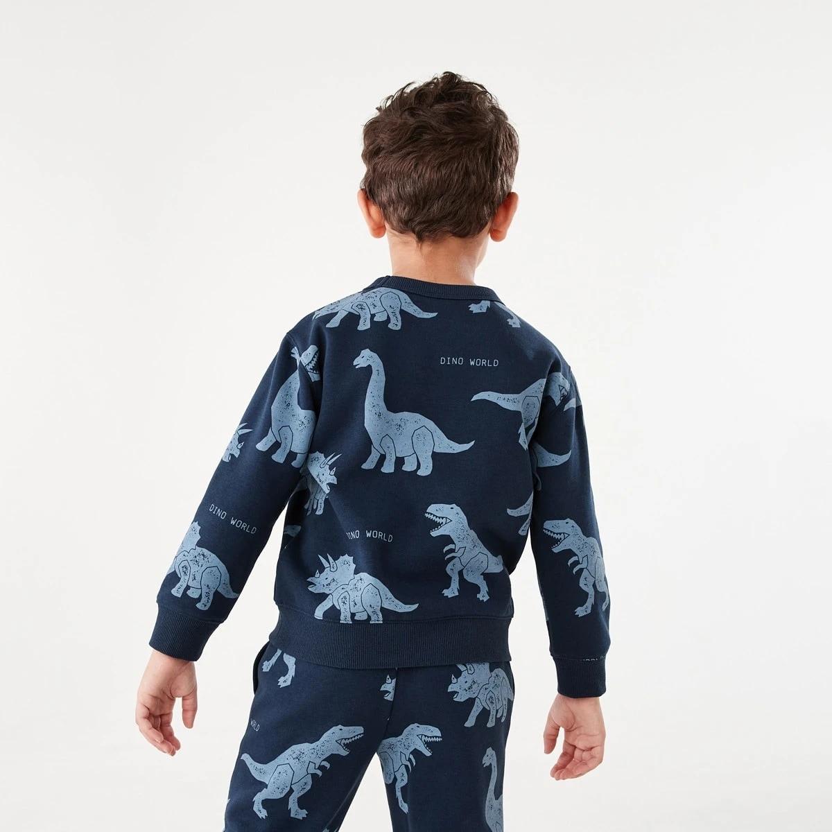 2 All Over Print Crew Neck Sweatshirt Blu Dino, 2 of 8