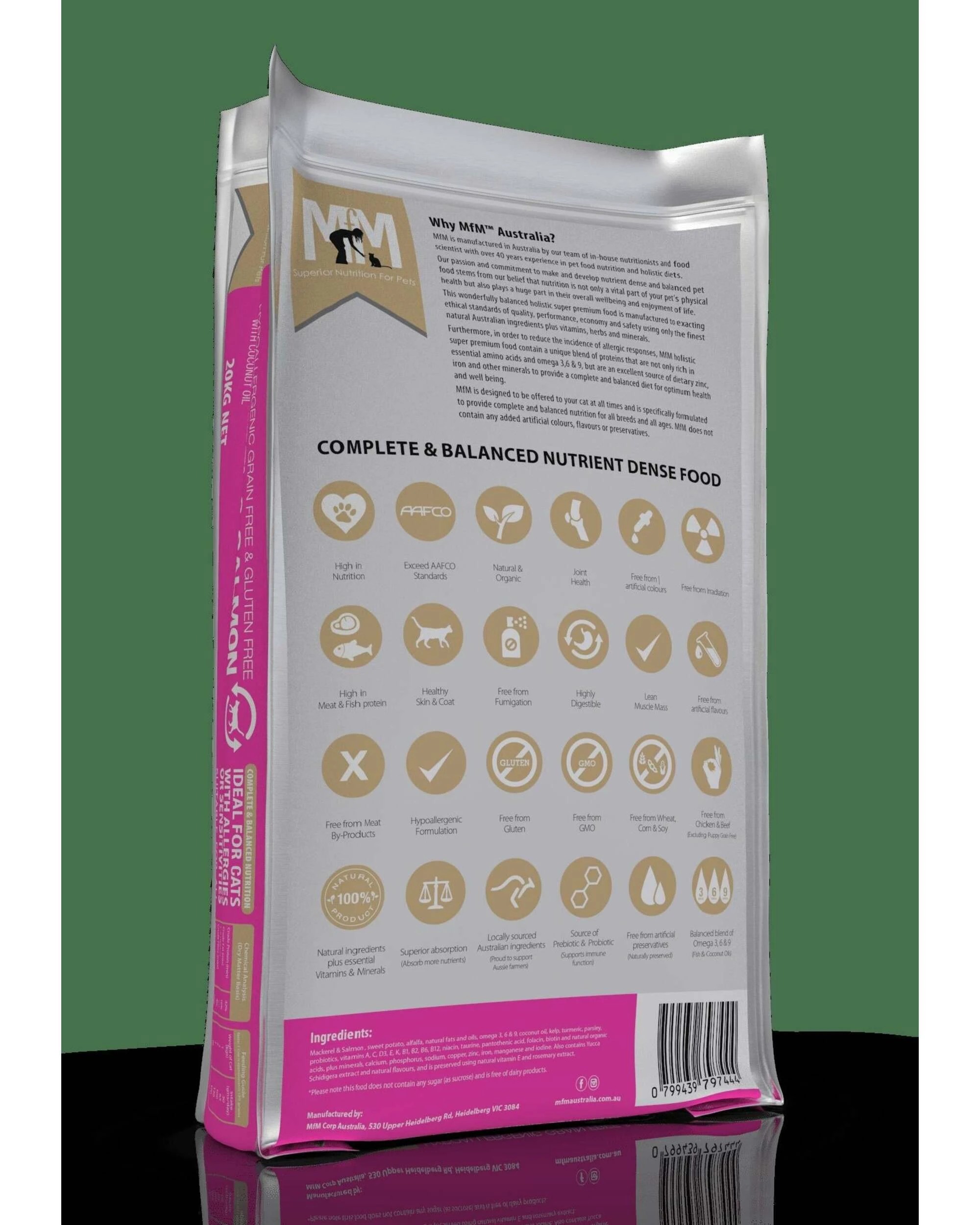 2 MFM All Breed Cats Grain Free Mackerel & Salmon Cat Food 20kg, 2 of 2