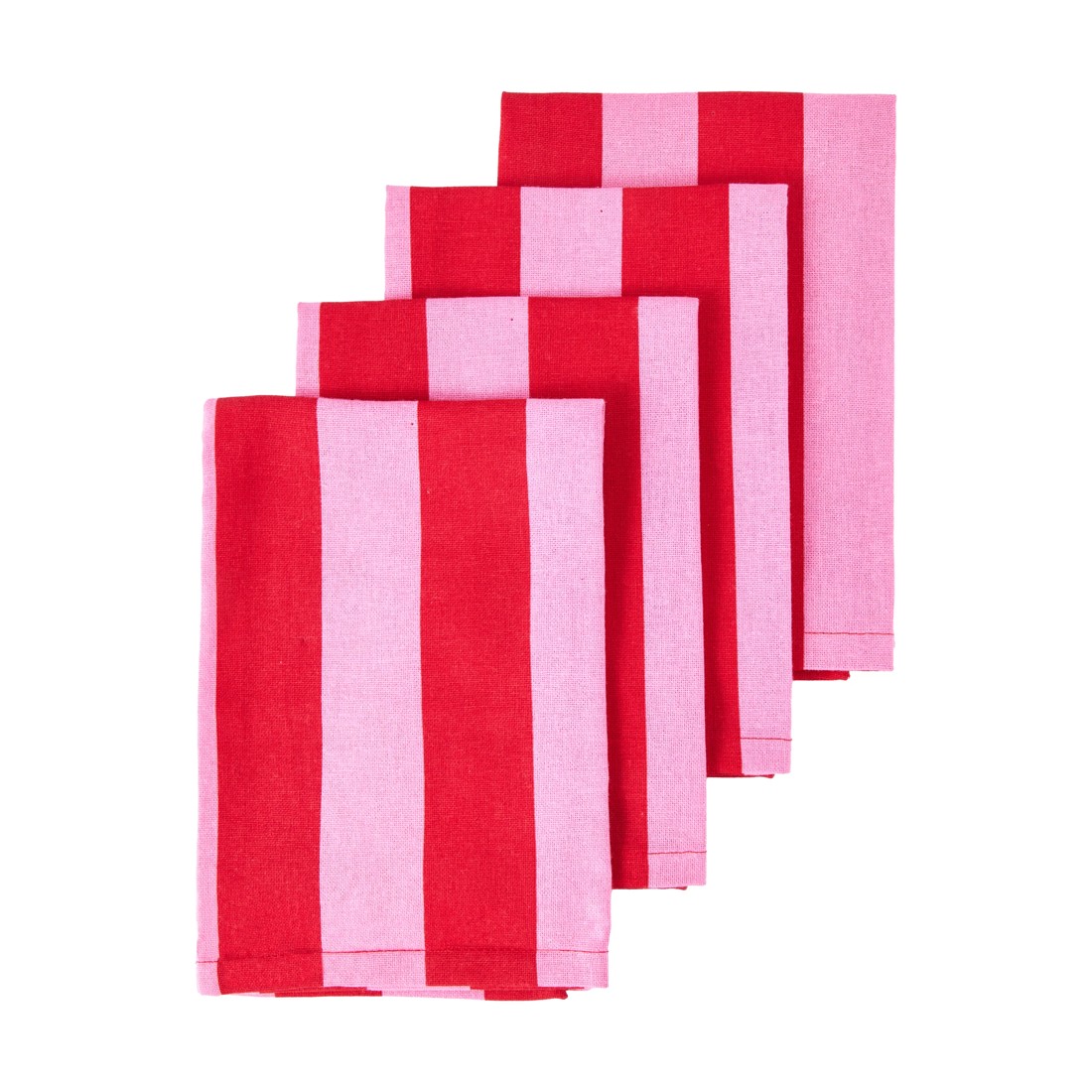 1 4 Pack Pink & Red Stripe Napkins, 1 of 4
