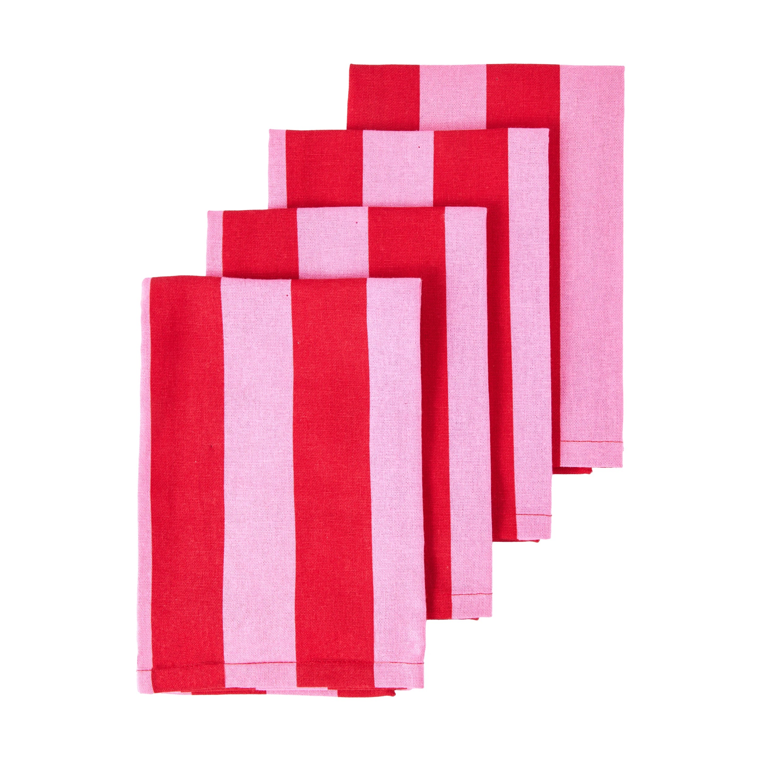 1 4 Pack Pink & Red Stripe Napkins, 1 of 4
