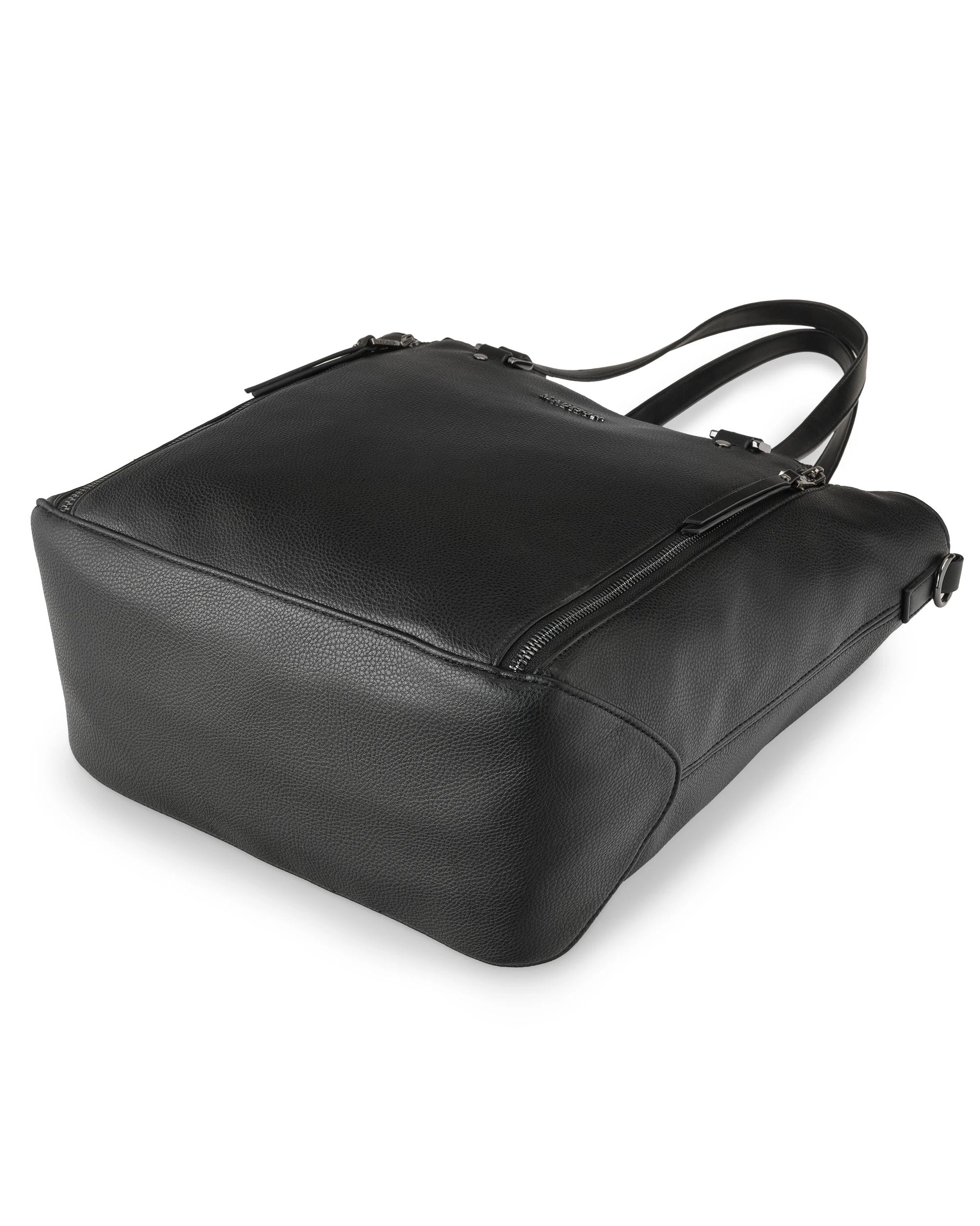 7 Madison Accessories Amelia Large Zip Detail Tote BLACK GUNMETAL, 7 of 8